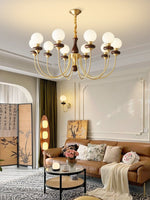 Cotheor Vintage Traditional Arc Wood Glass Chandelier - Lamp Outdoor