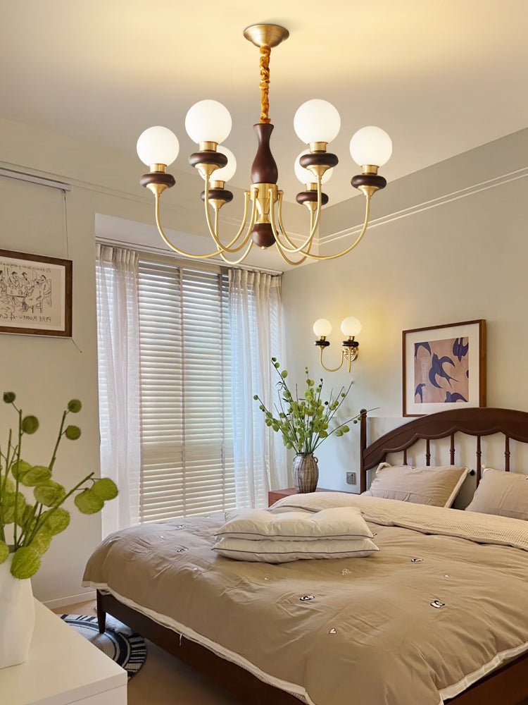 Cotheor Vintage Traditional Arc Wood Glass Chandelier - Lamp Outdoor