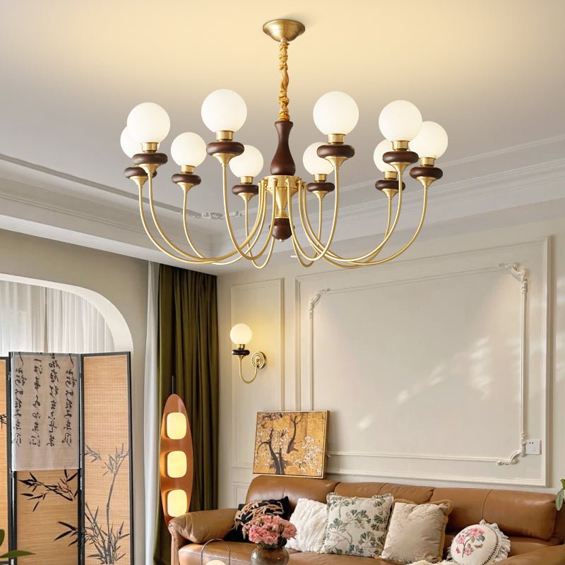 Cotheor Vintage Traditional Arc Wood Glass Chandelier - Lamp Outdoor