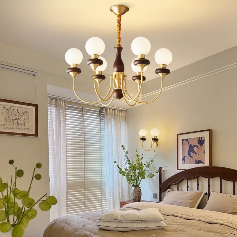 Cotheor Vintage Traditional Arc Wood Glass Chandelier - Lamp Outdoor