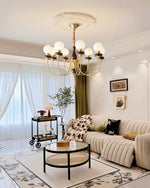 Cotheor Vintage Traditional Arc Wood Glass Chandelier - Lamp Outdoor