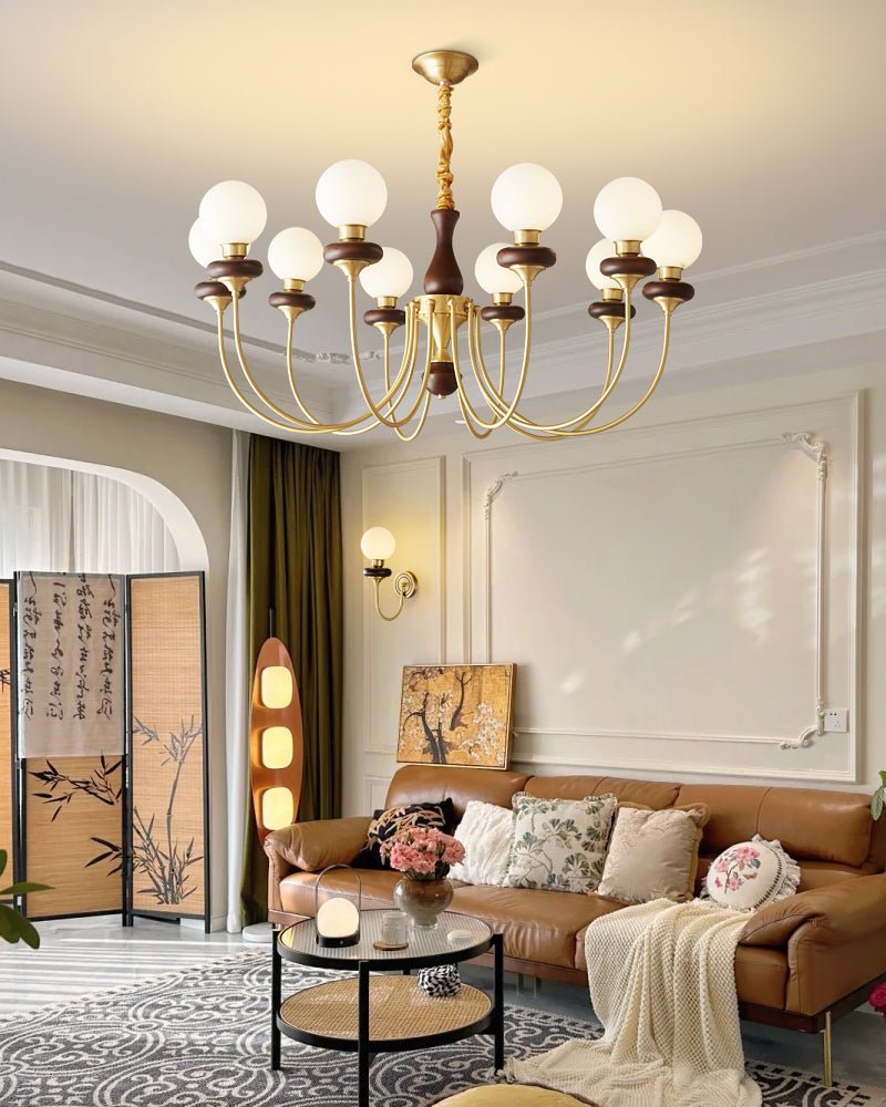 Cotheor Vintage Traditional Arc Wood Glass Chandelier - Lamp Outdoor