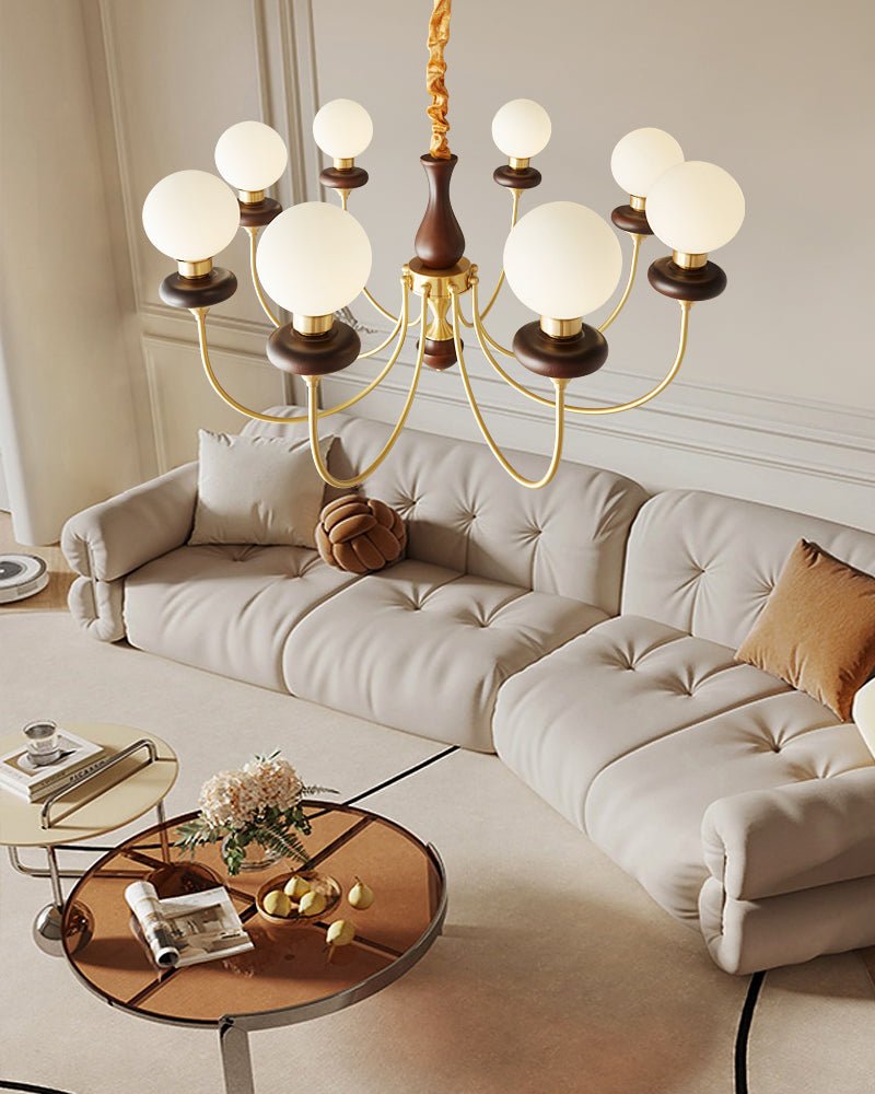 Cotheor Vintage Traditional Arc Wood Glass Chandelier - Lamp Outdoor