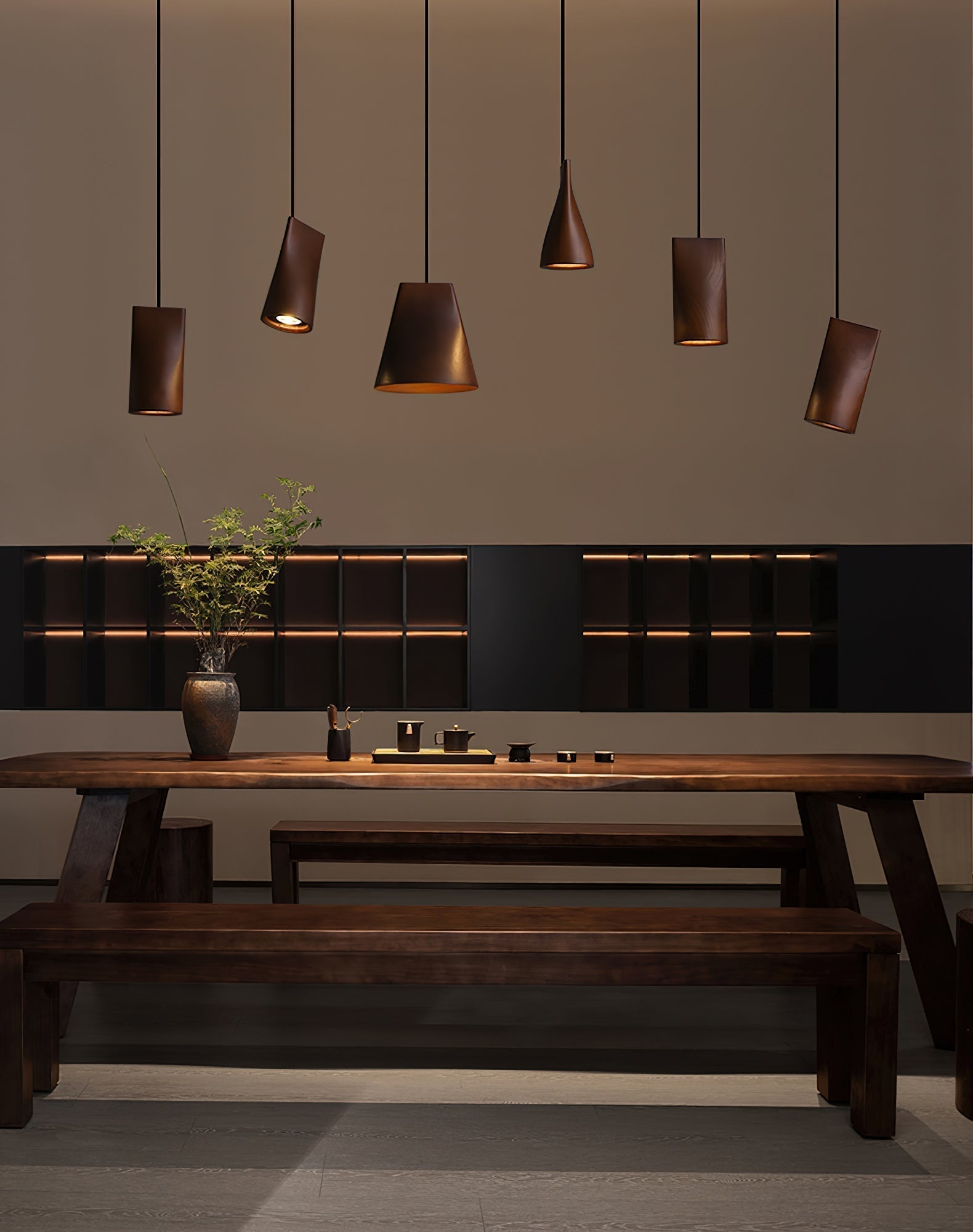 Ivarara Asymmetrical Wood Pendant Light - Lamp Outdoor