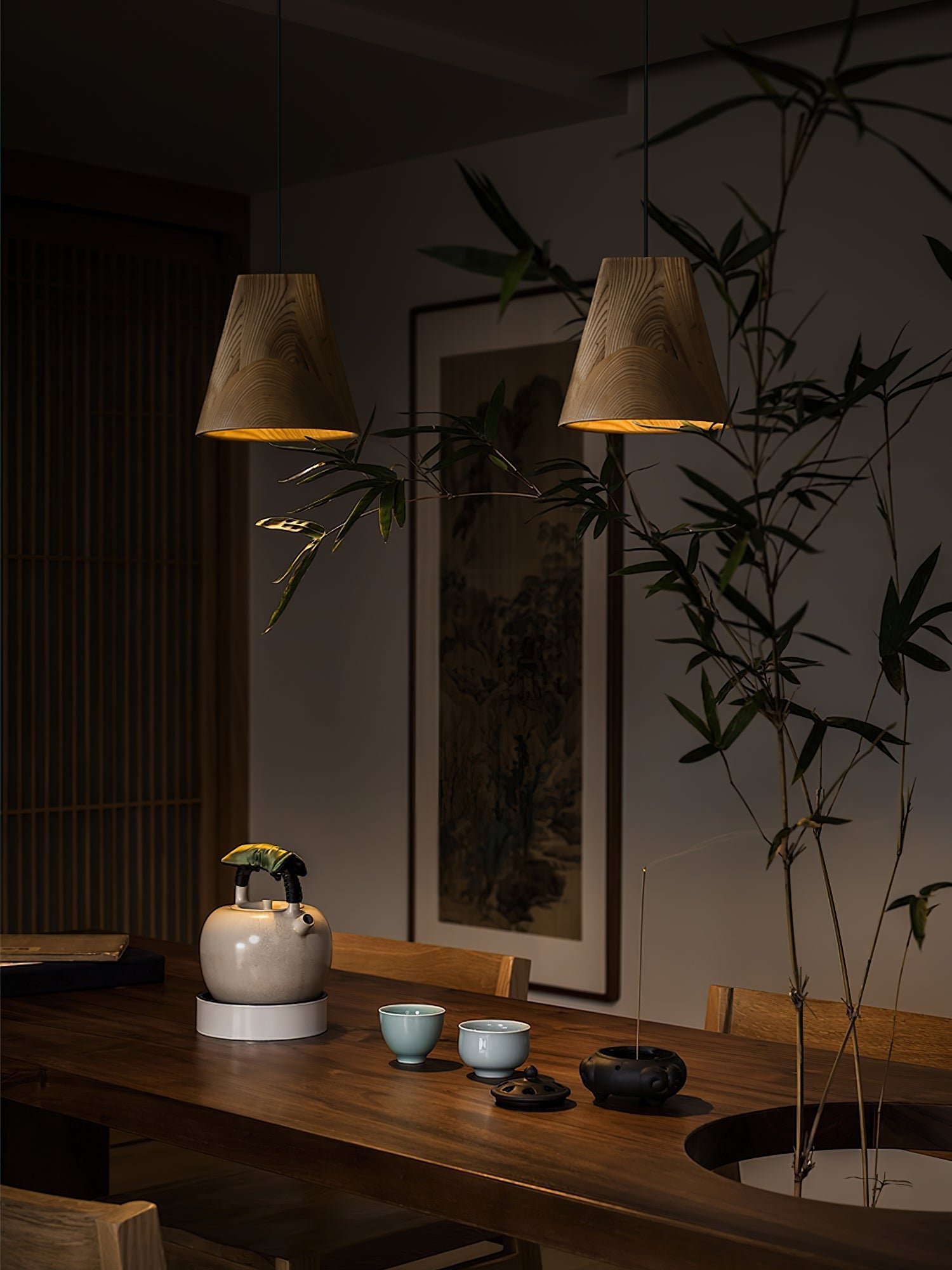 Ivarara Asymmetrical Wood Pendant Light - Lamp Outdoor