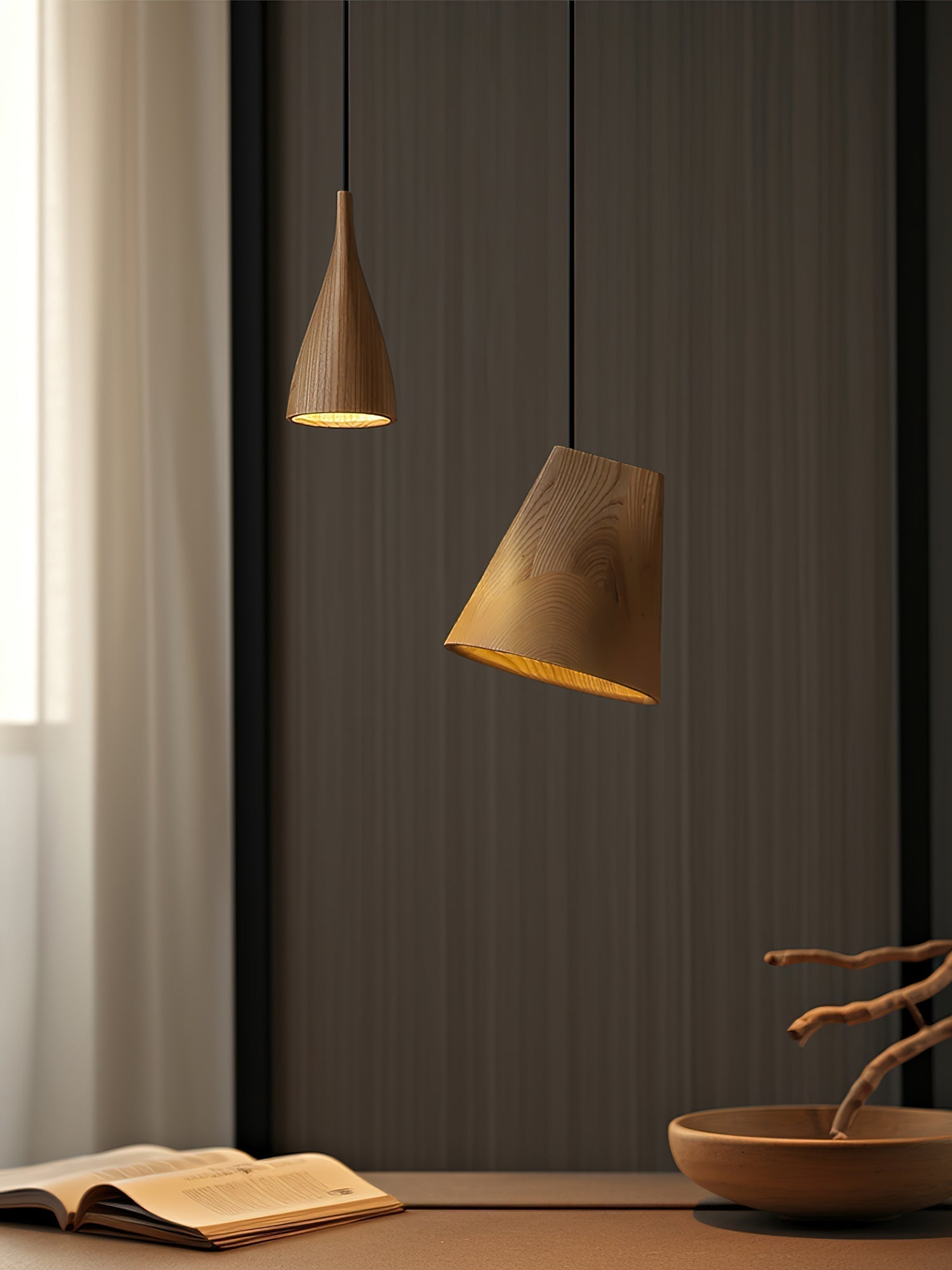 Ivarara Asymmetrical Wood Pendant Light - Lamp Outdoor