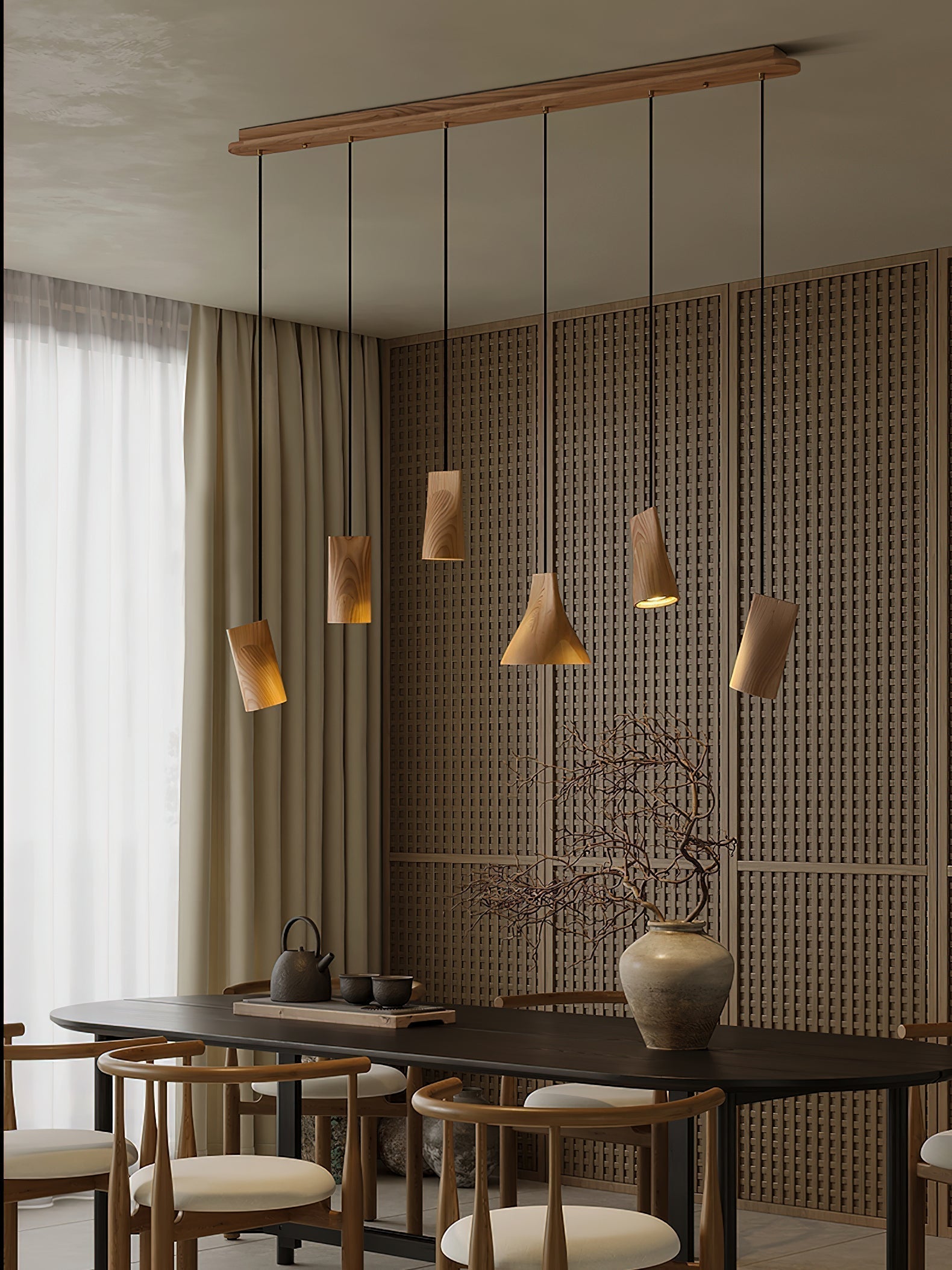 Ivarara Asymmetrical Wood Pendant Light - Lamp Outdoor