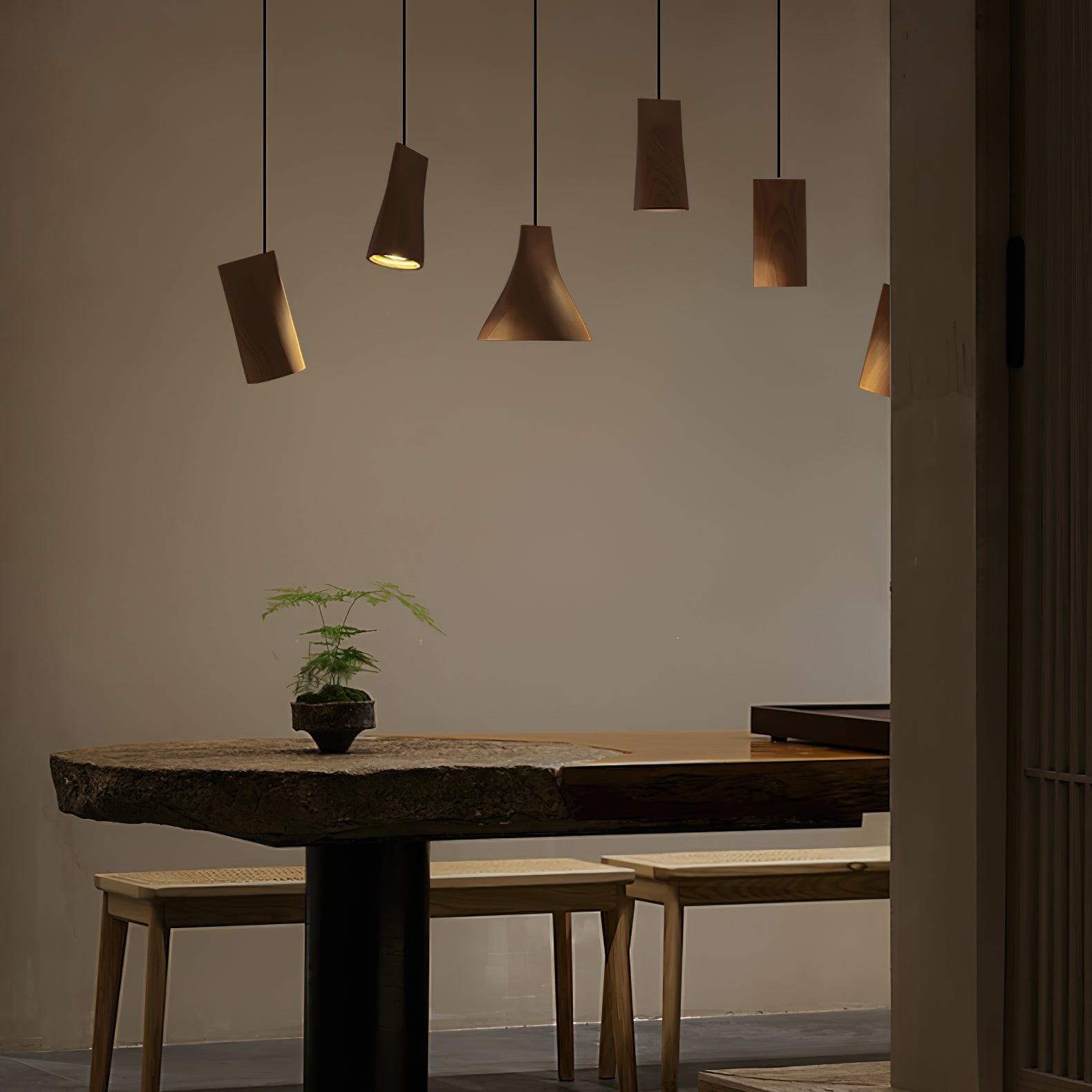 Ivarara Asymmetrical Wood Pendant Light - Lamp Outdoor