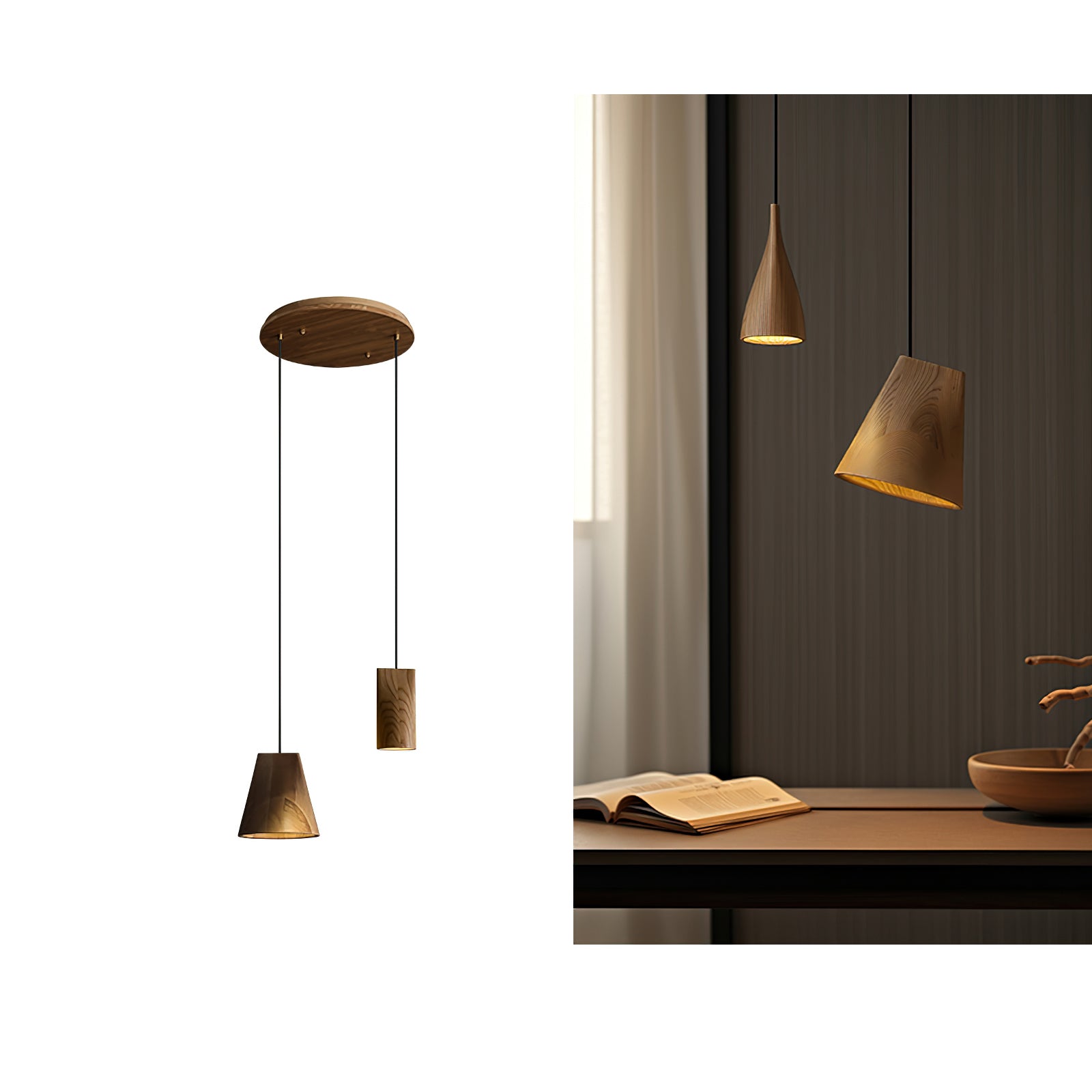 Ivarara Asymmetrical Wood Pendant Light - Lamp Outdoor