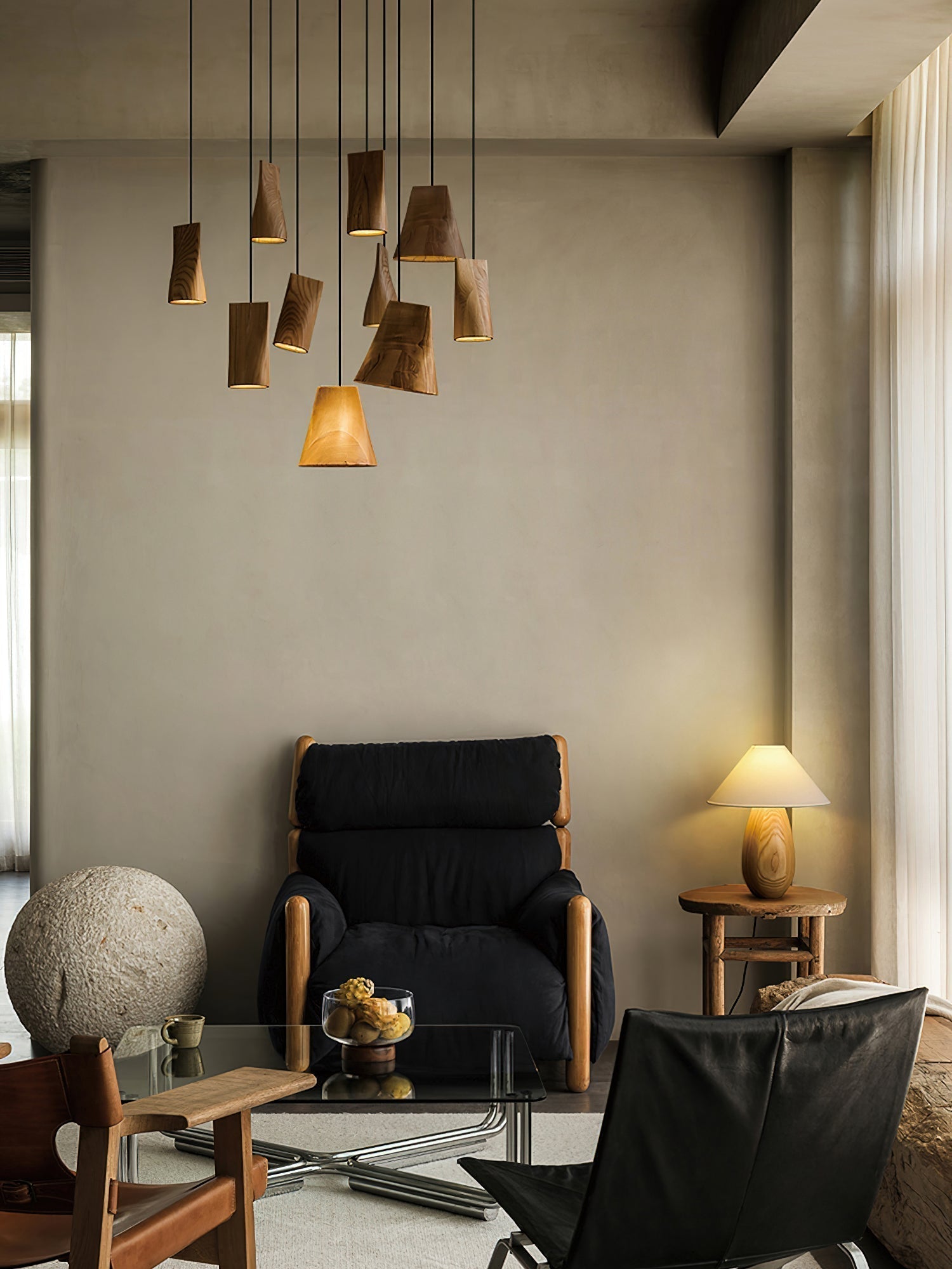 Ivarara Asymmetrical Wood Pendant Light - Lamp Outdoor
