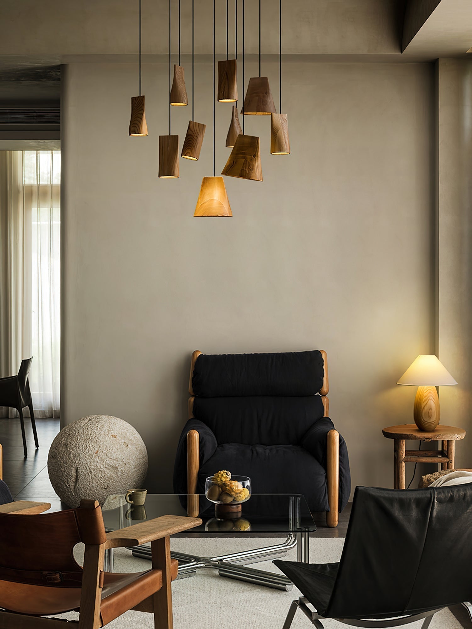 Ivarara Asymmetrical Wood Pendant Light - Lamp Outdoor
