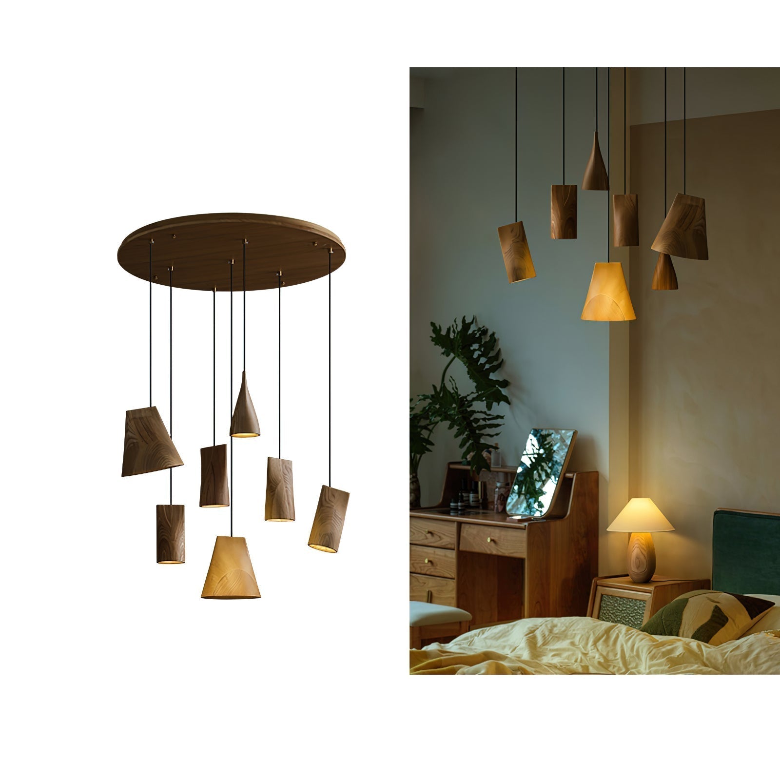Ivarara Asymmetrical Wood Pendant Light - Lamp Outdoor