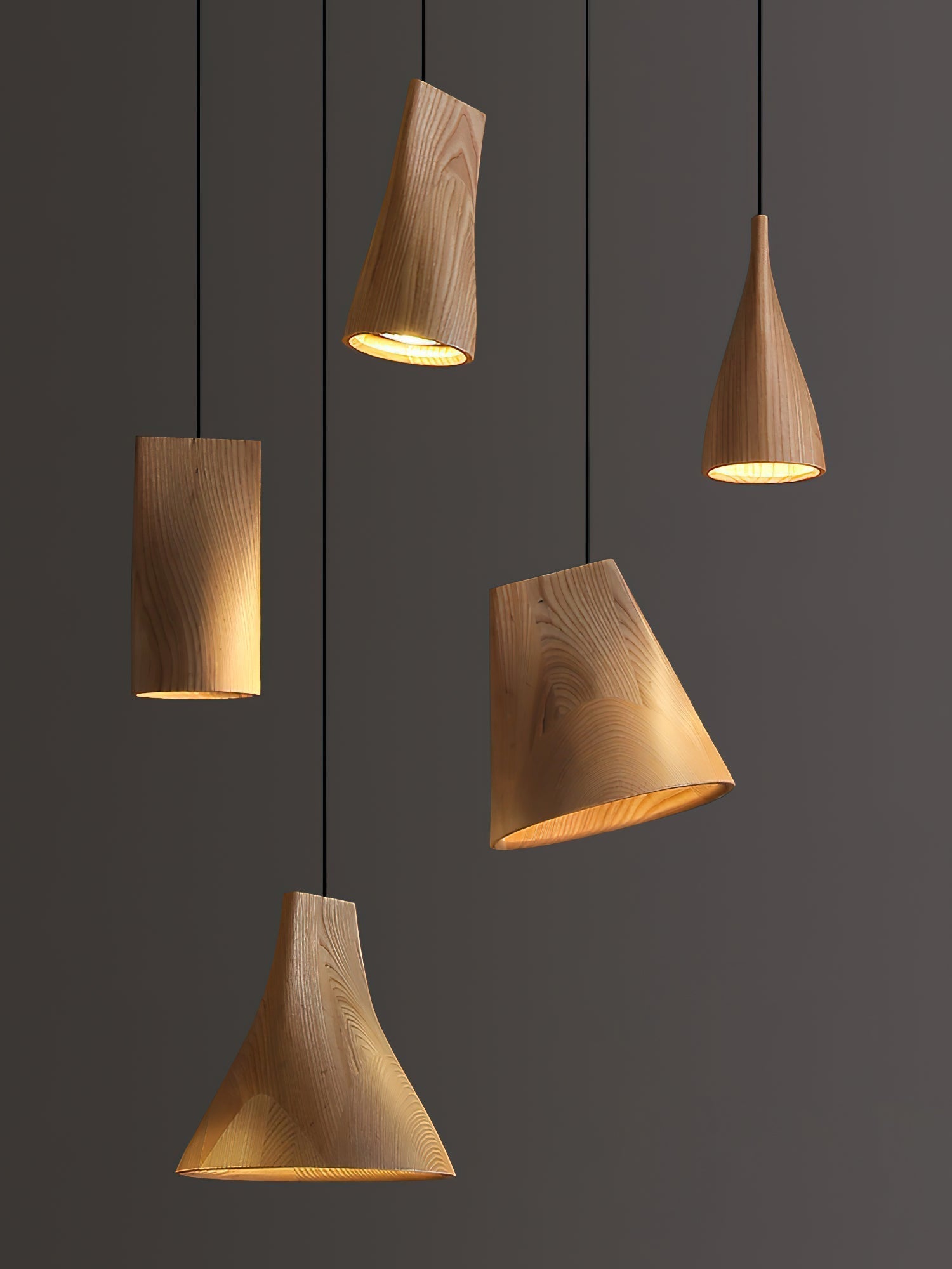 Ivarara Asymmetrical Wood Pendant Light - Lamp Outdoor