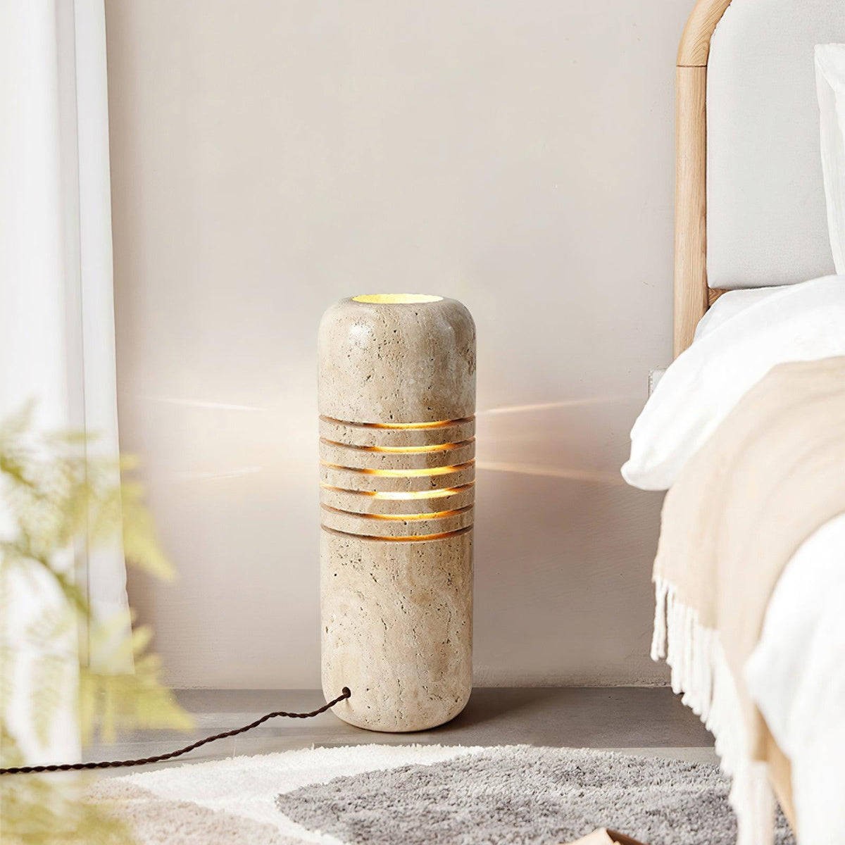 Big Stone Bucket Modern Travertine Floor Light