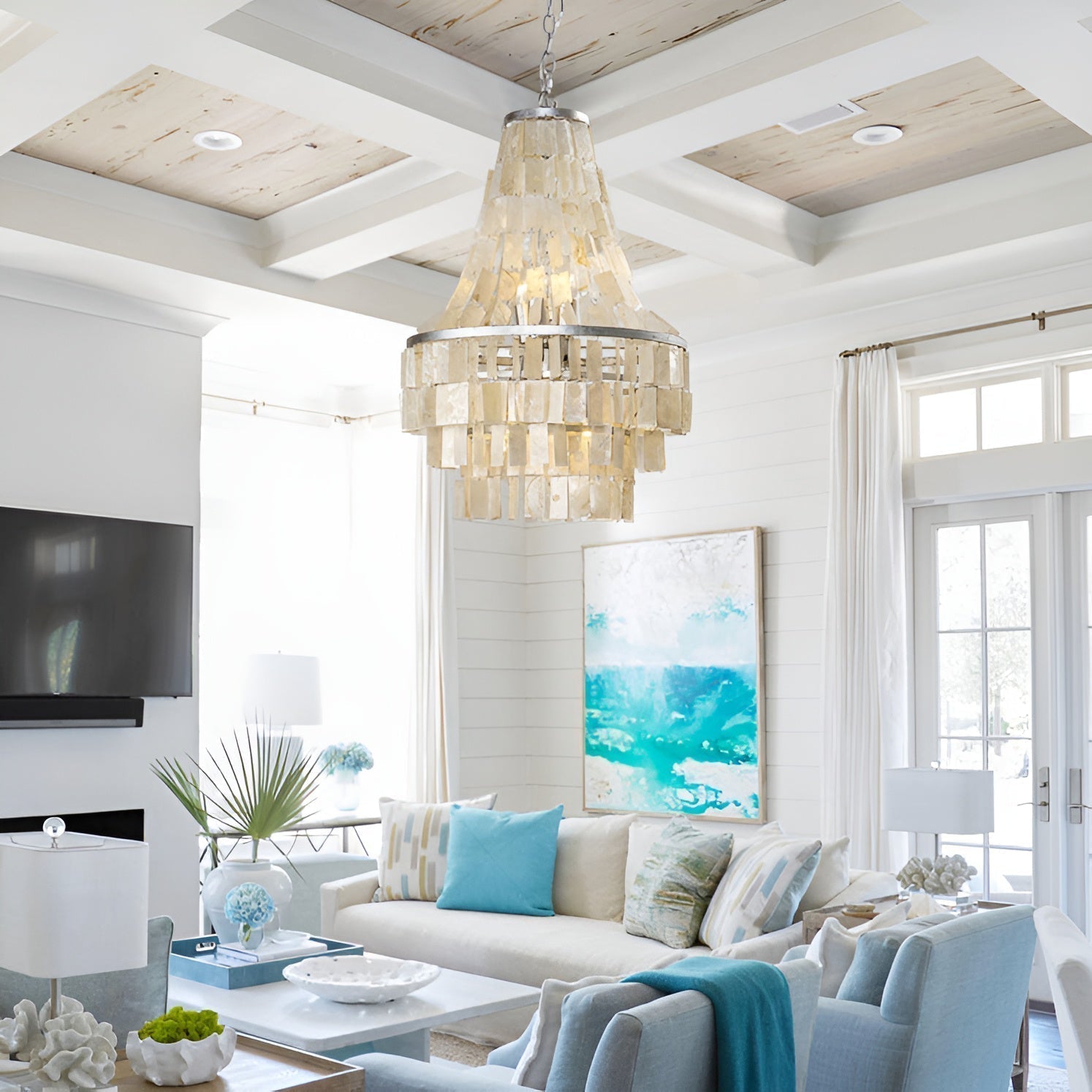 Aurora Chandelier Boho Shell Tiered - Lamp Outdoor