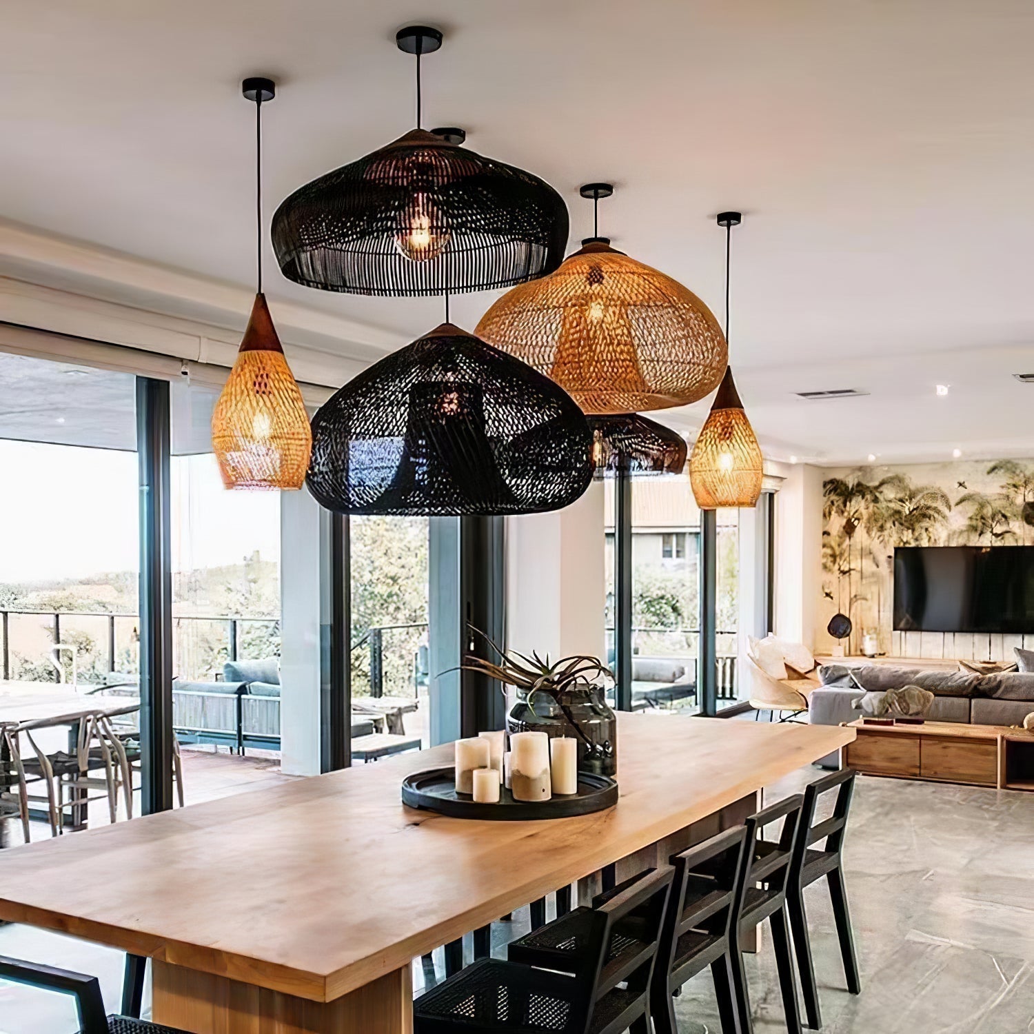 Braided Rattan Pendant Lamp - Lamp Outdoor