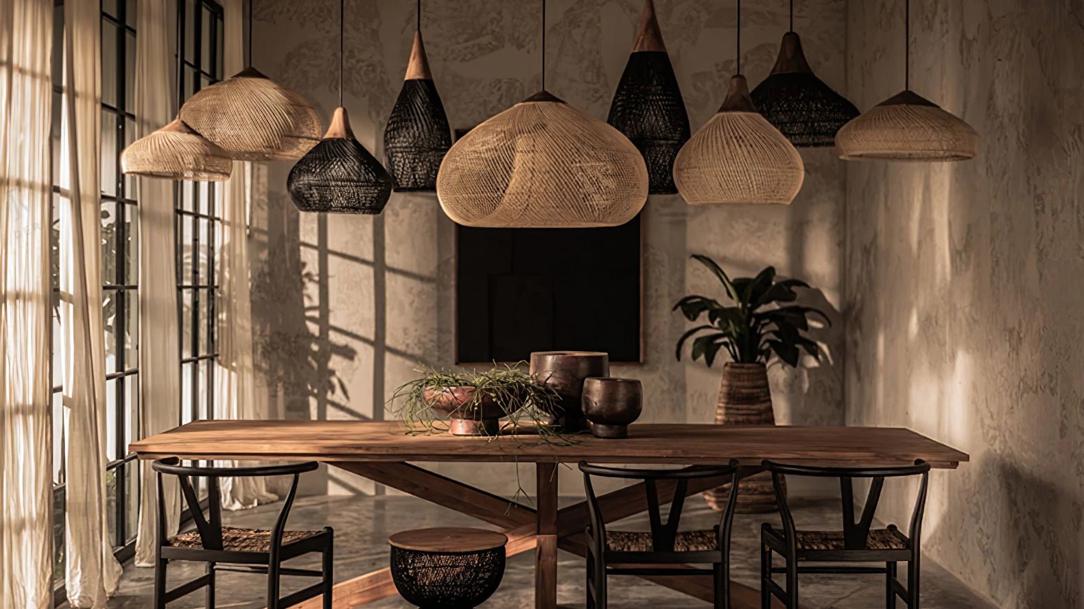 Braided Rattan Pendant Lamp - Lamp Outdoor