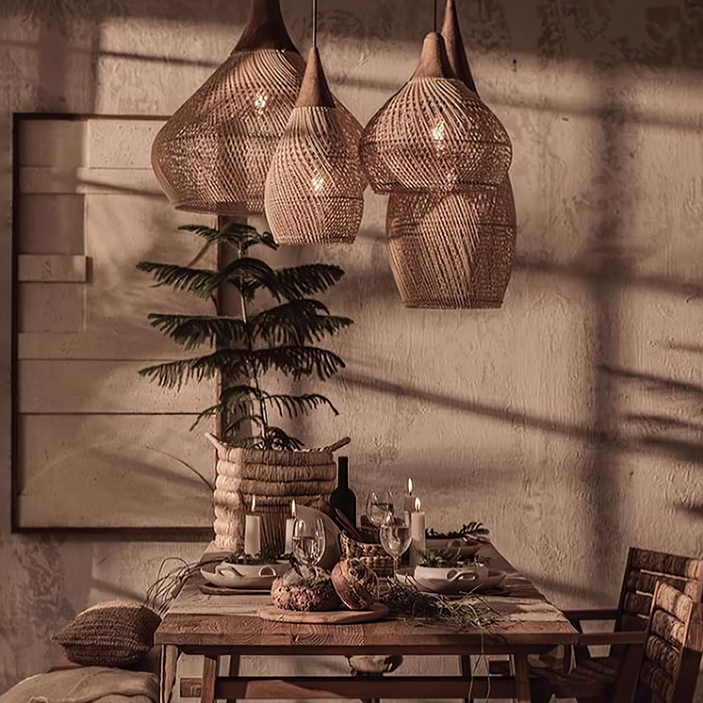 Braided Rattan Pendant Lamp - Lamp Outdoor
