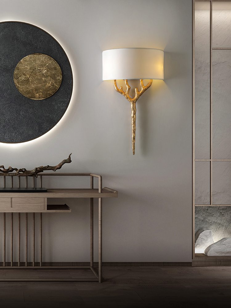 Ceryndir Antler Brass Wall Sconce - Lamp Outdoor