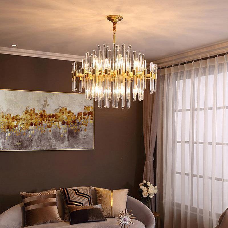 Solara Chandelier Antique Brass Starburst - Letslighting