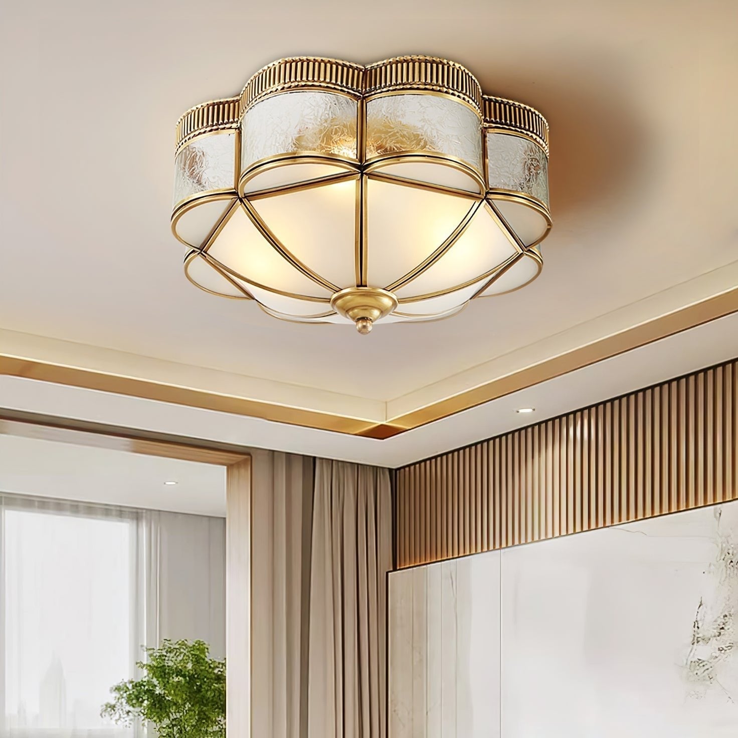 Brass Domed Flush Ceiling Lamp - Lamp Outdoor