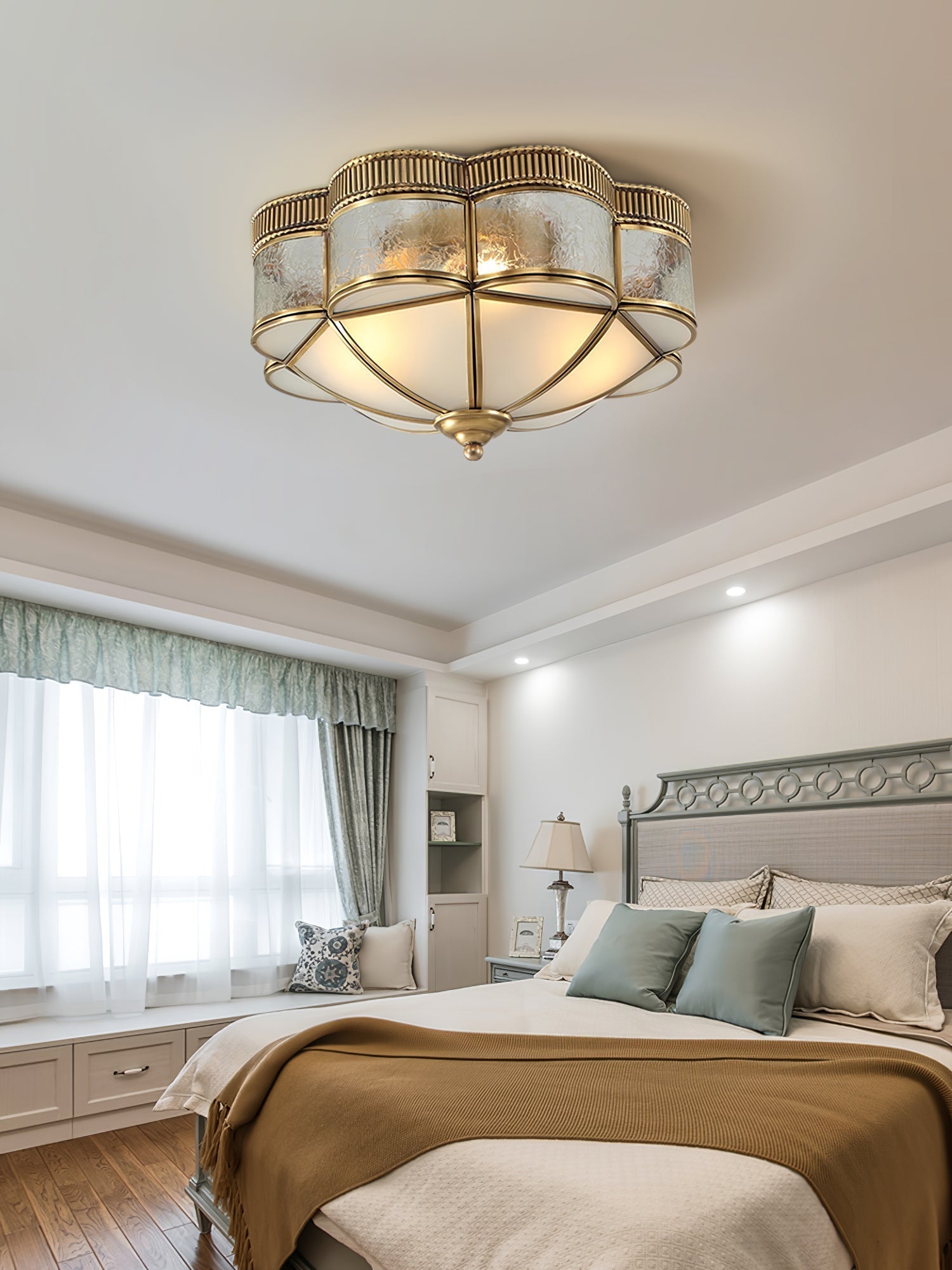 Brass Domed Flush Ceiling Lamp - Lamp Outdoor
