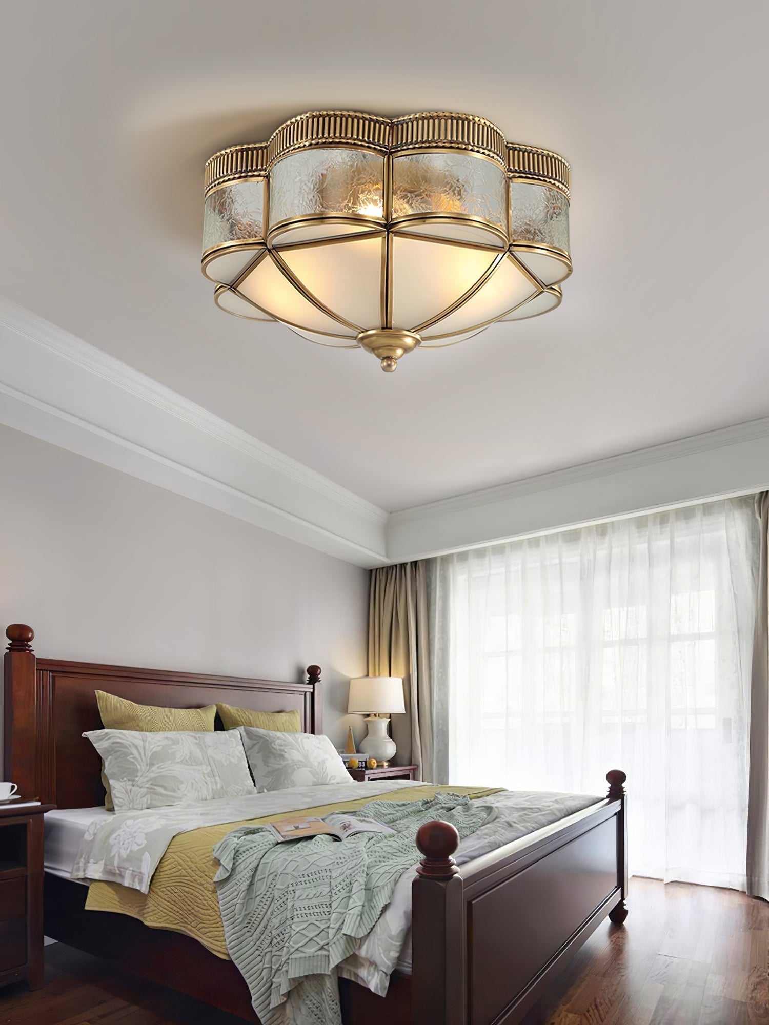 Brass Domed Flush Ceiling Lamp - Lamp Outdoor