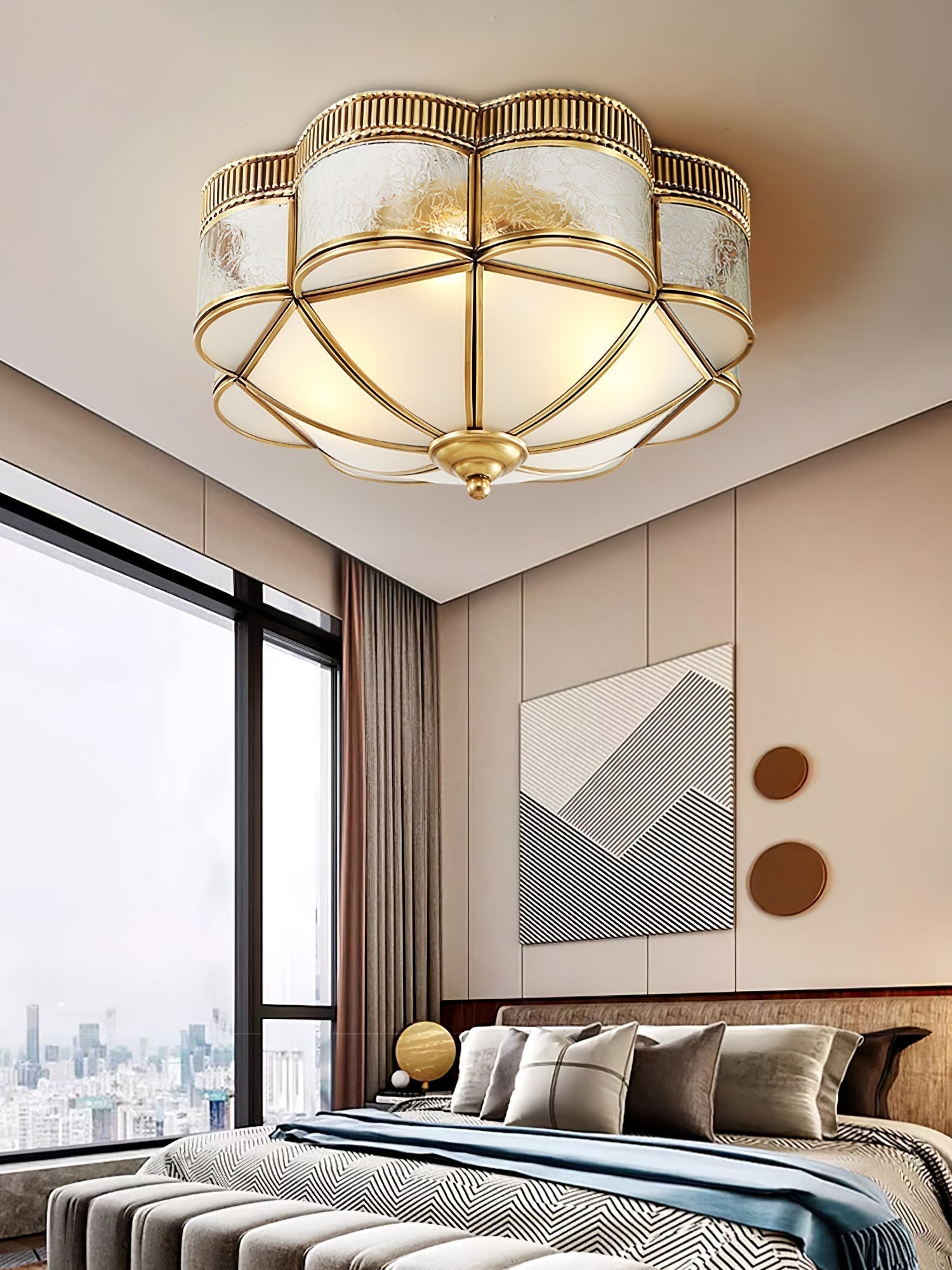 Brass Domed Flush Ceiling Lamp - Lamp Outdoor