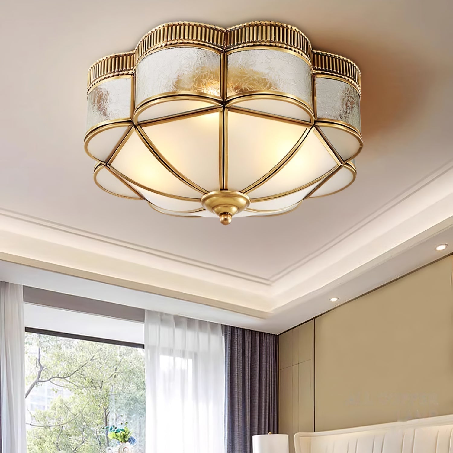Brass Domed Flush Ceiling Lamp - Lamp Outdoor