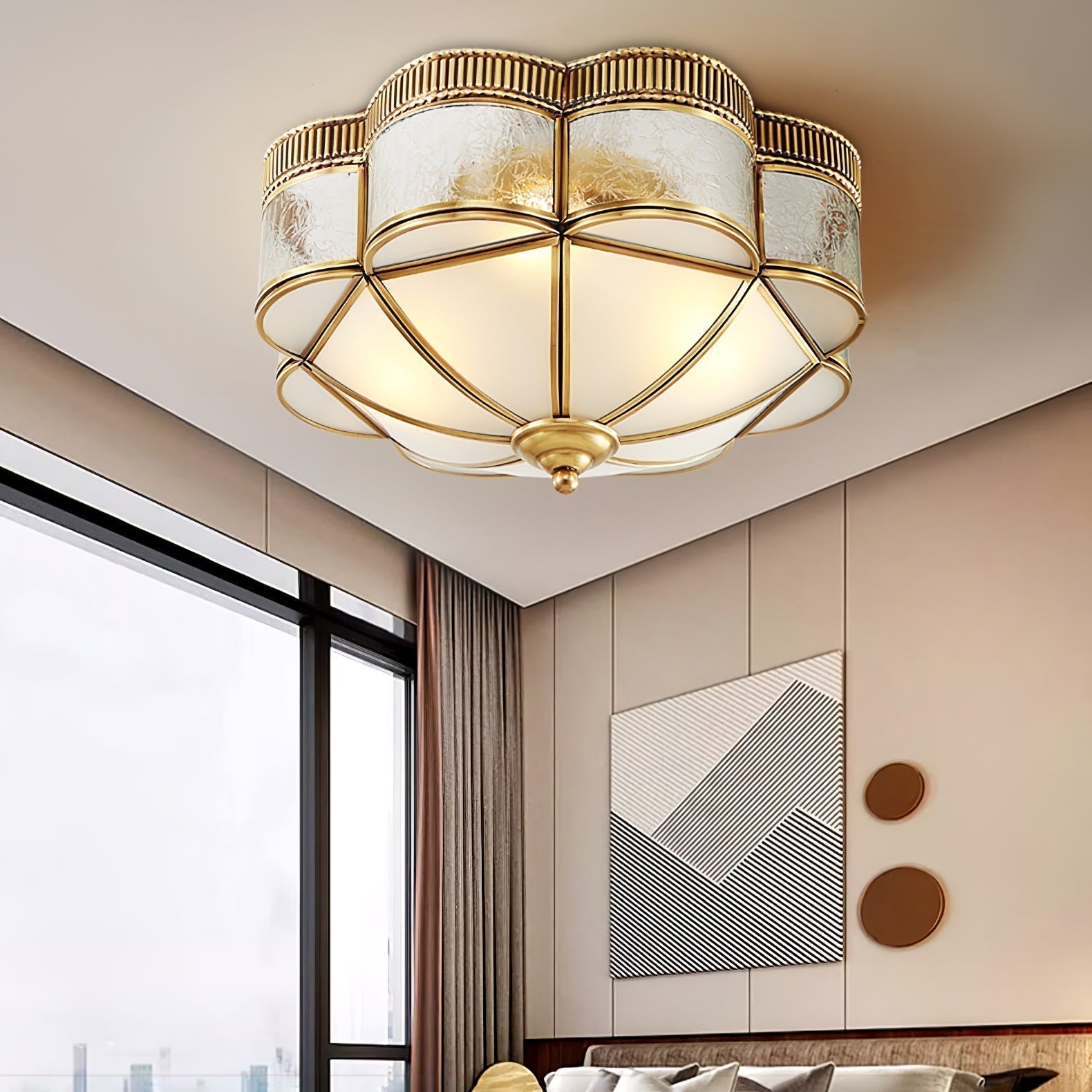 Brass Domed Flush Ceiling Lamp - Lamp Outdoor