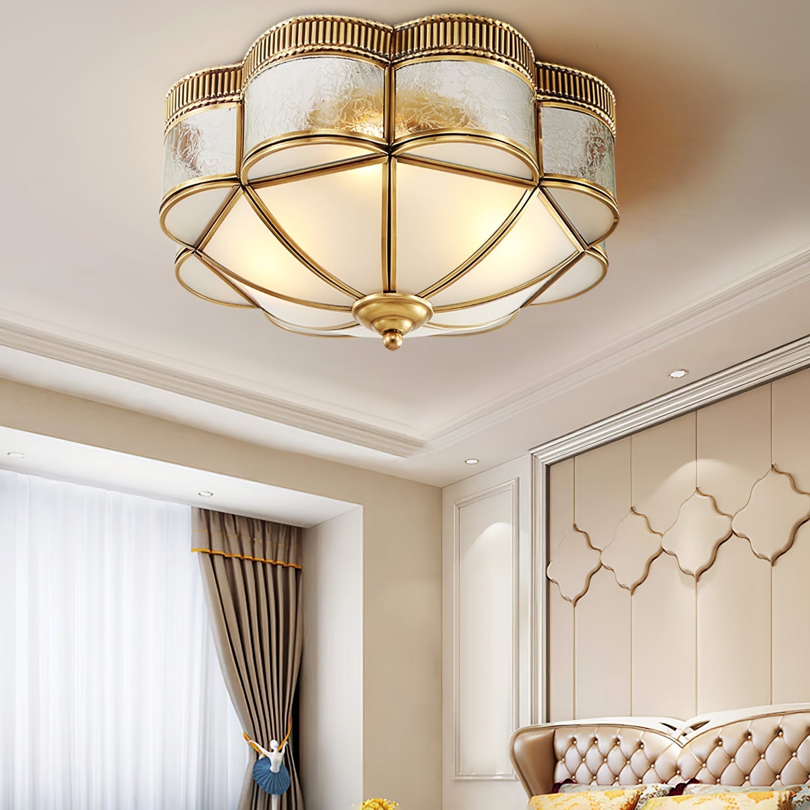 Brass Domed Flush Ceiling Lamp - Lamp Outdoor