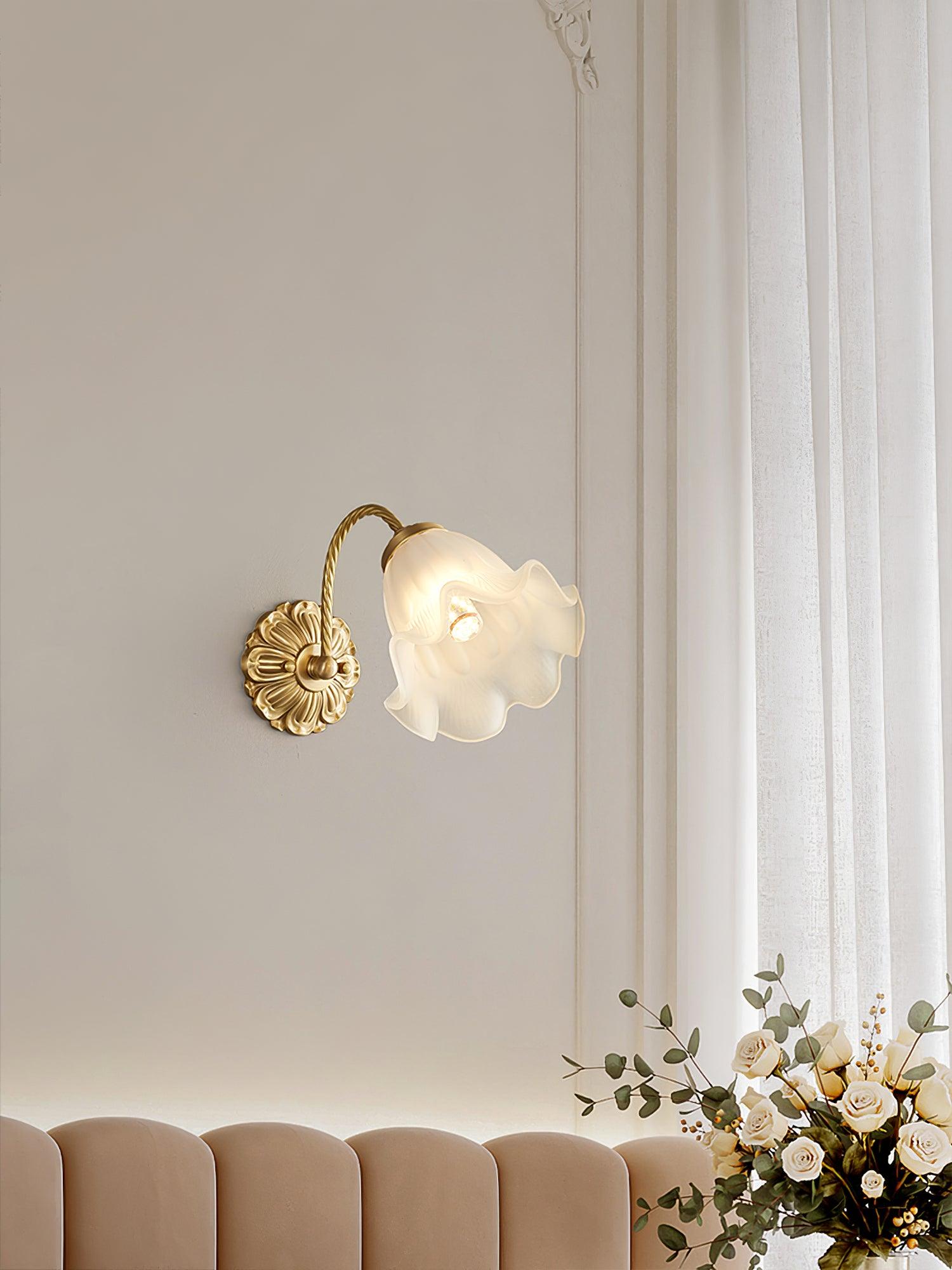Brass Floral Glass Sconce - Lamp Outdoor