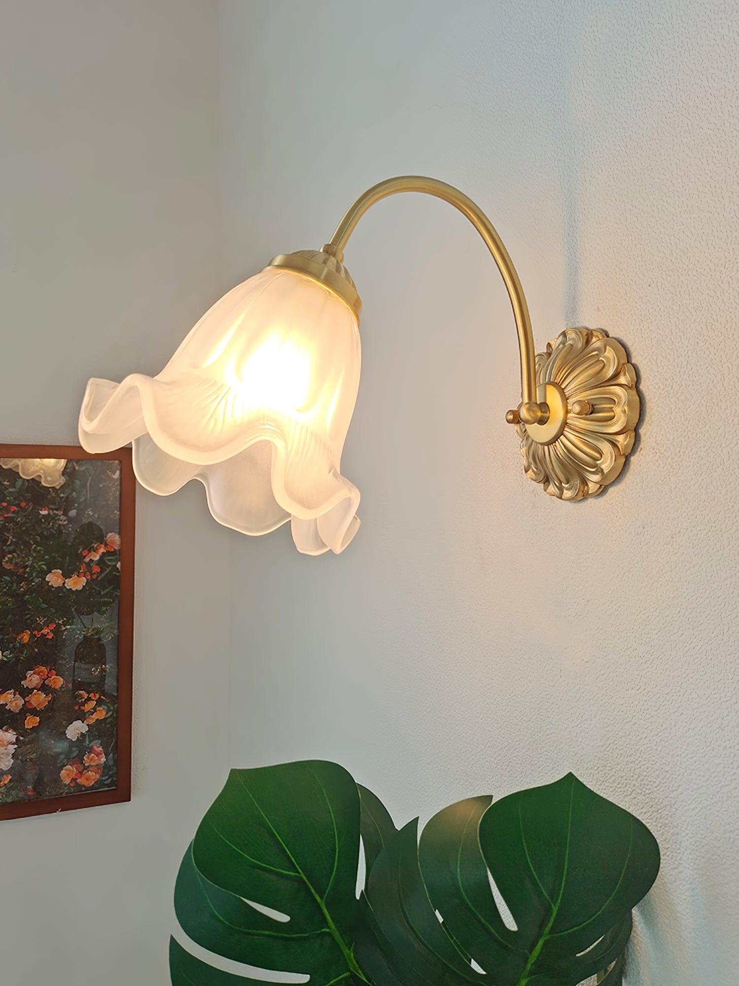 Brass Floral Glass Sconce - Lamp Outdoor