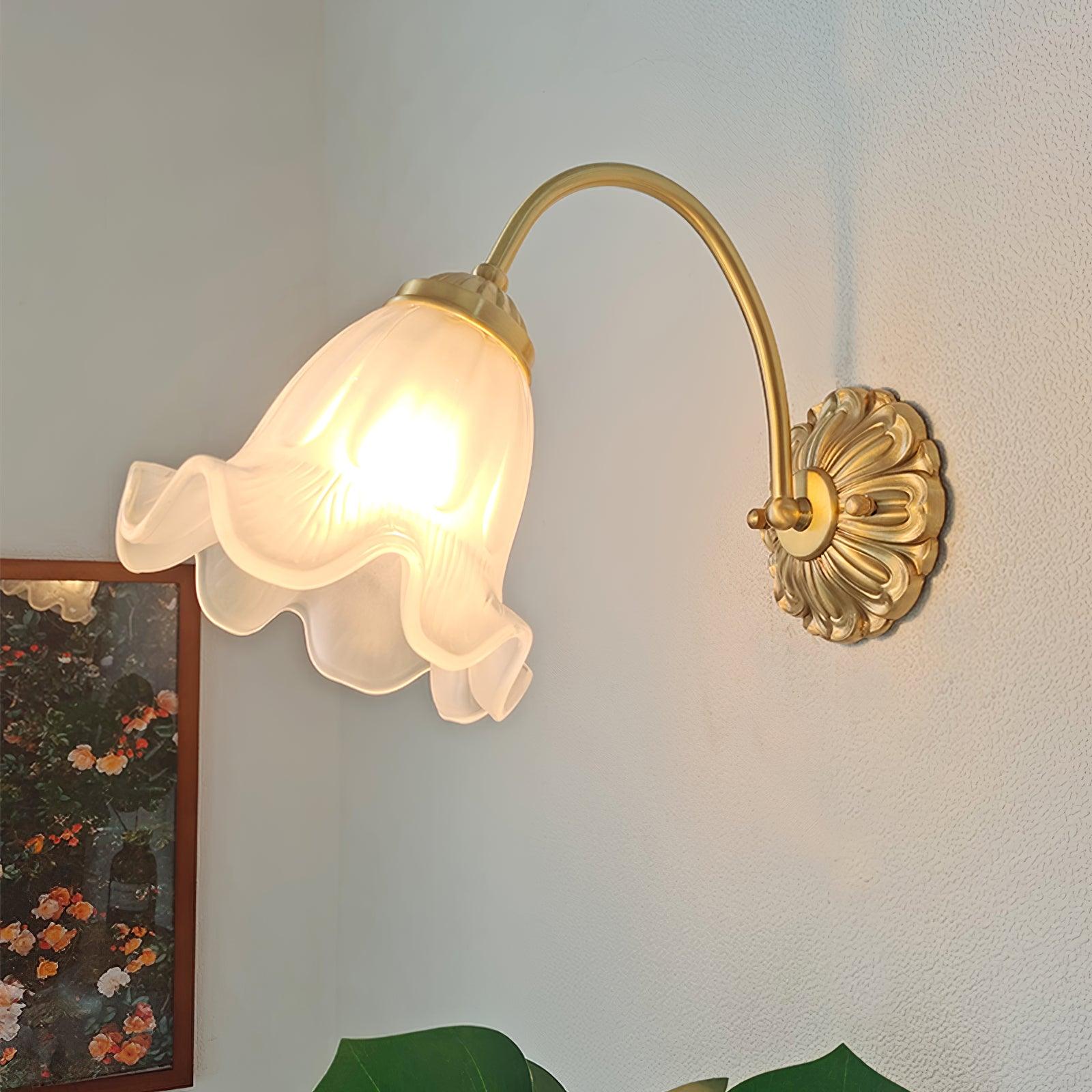 Brass Floral Glass Sconce - Lamp Outdoor