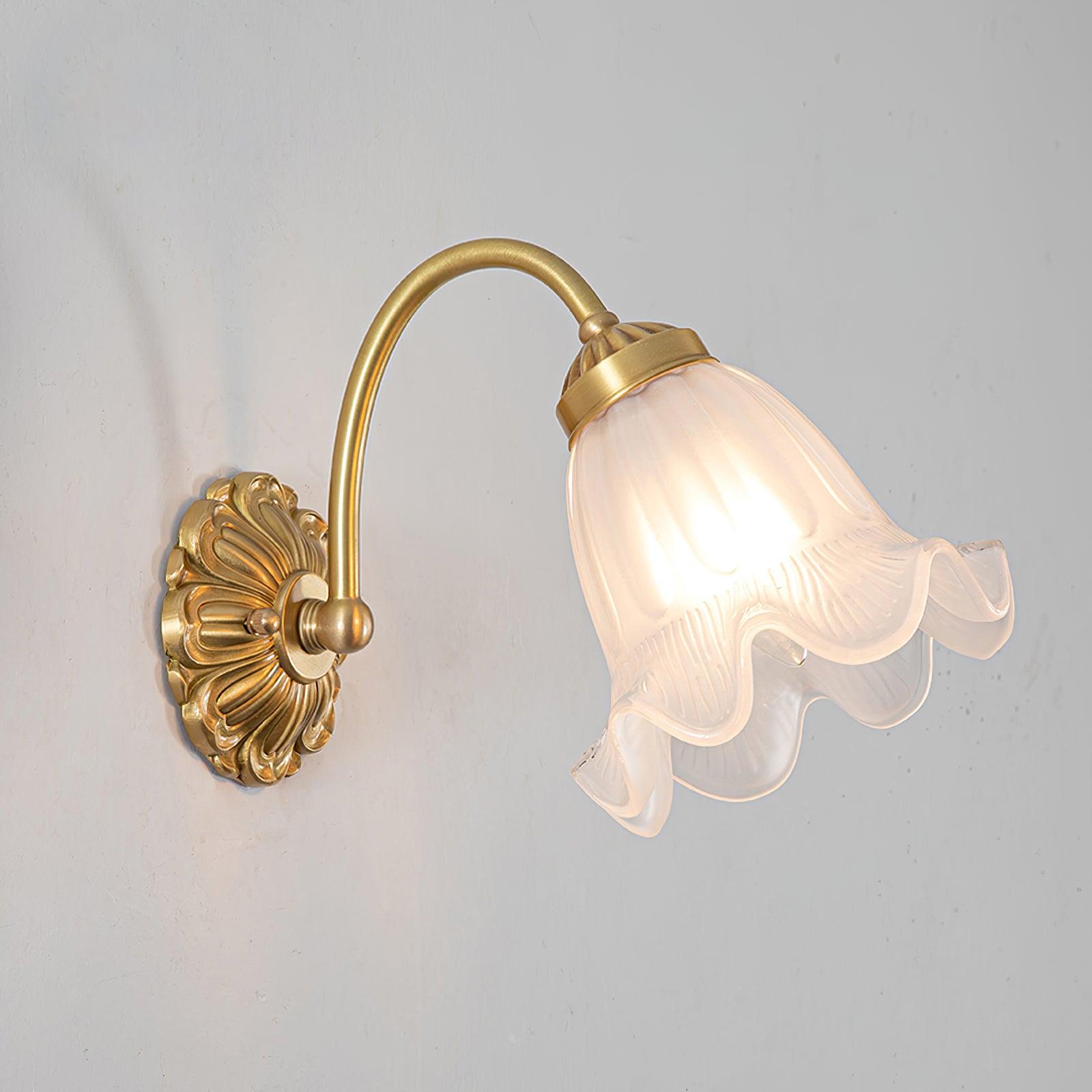 Brass Floral Glass Sconce - Lamp Outdoor