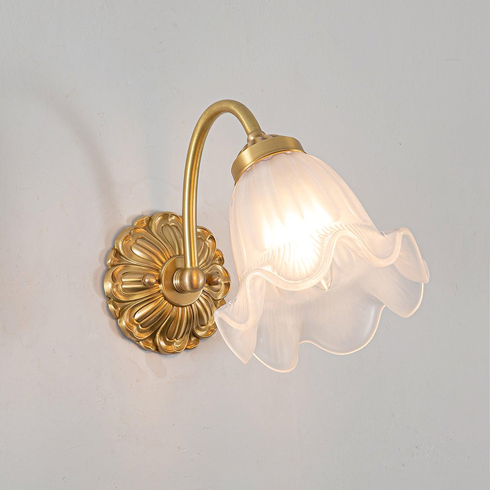 Brass Floral Glass Sconce - Lamp Outdoor