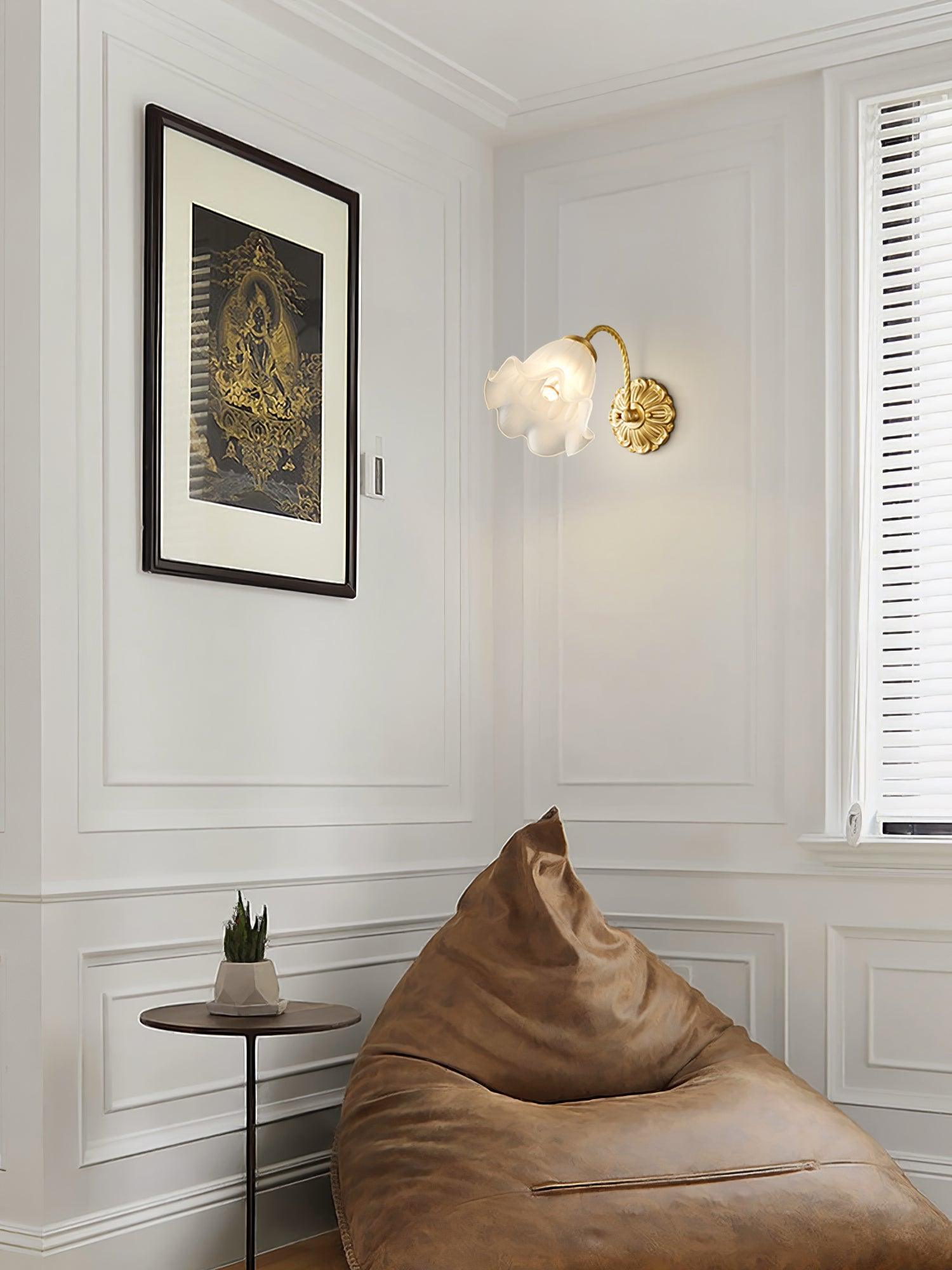 Brass Floral Glass Sconce - Lamp Outdoor