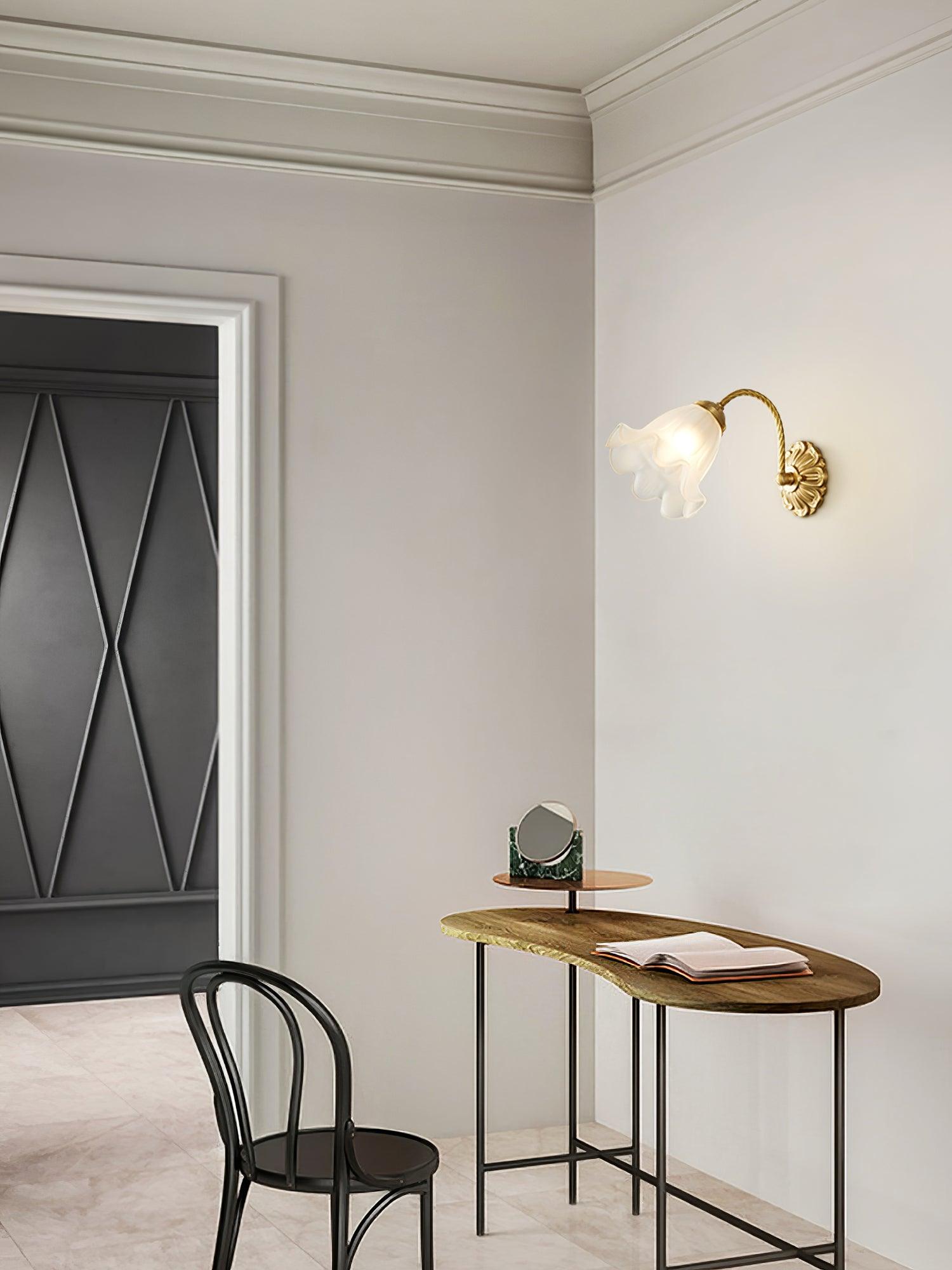 Brass Floral Glass Sconce - Lamp Outdoor