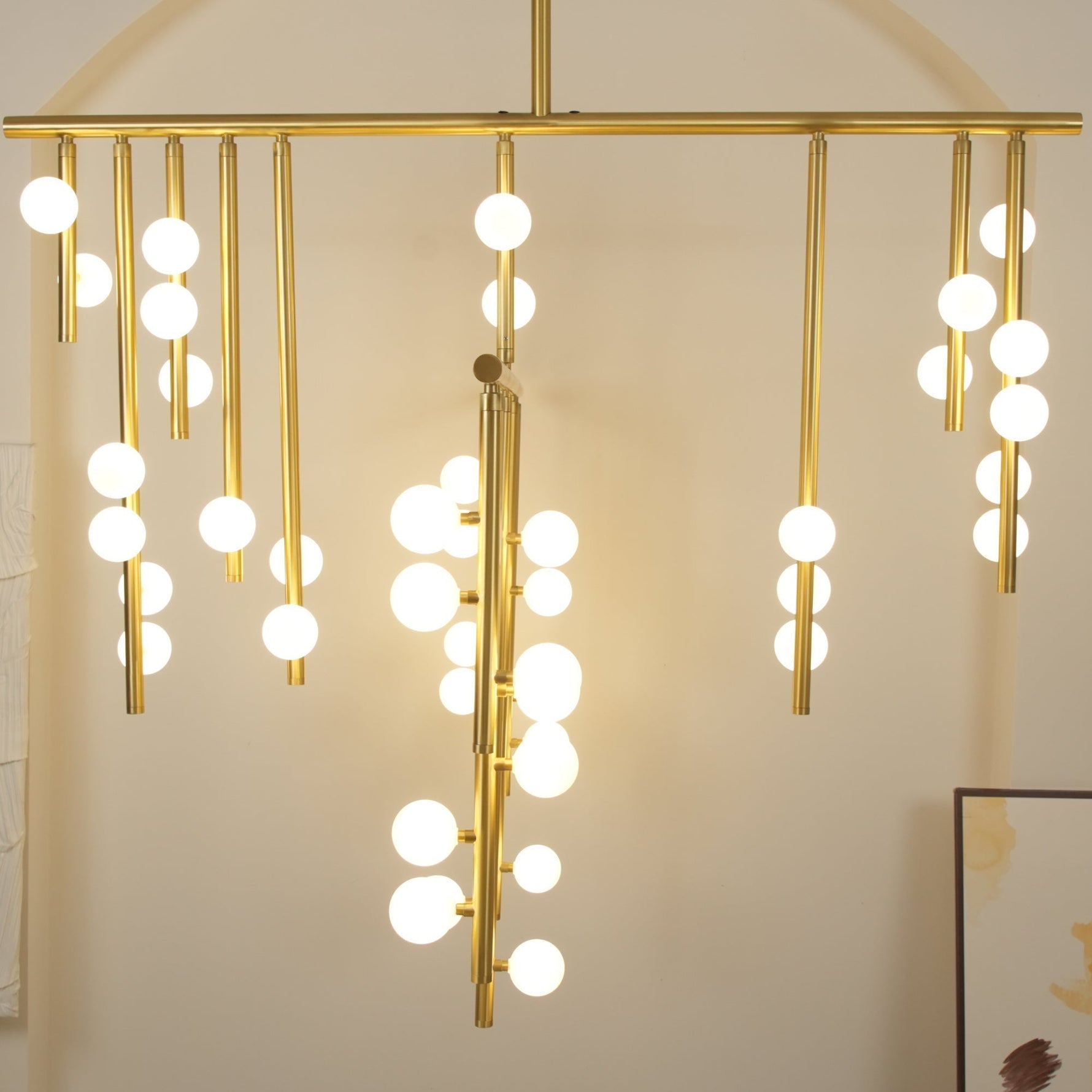 Eurzoris Geometric Brass Linear Pendant Light Chandelier - Lamp Outdoor