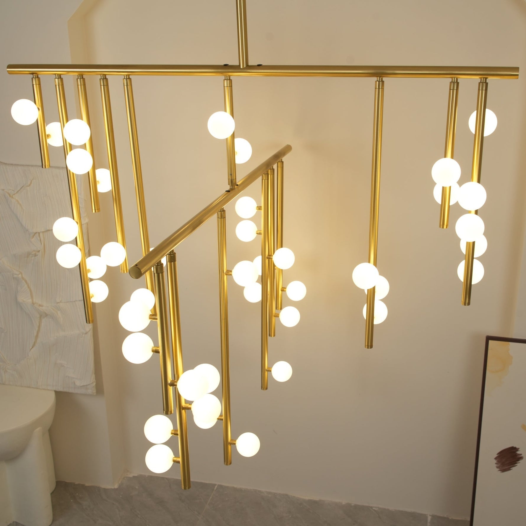 Eurzoris Geometric Brass Linear Pendant Light Chandelier - Lamp Outdoor