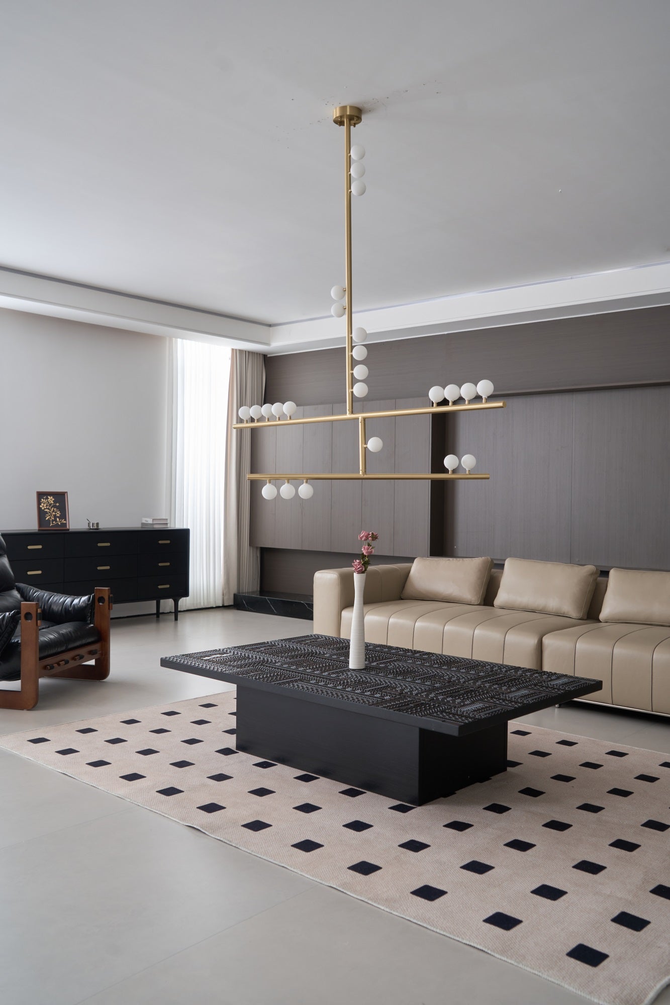 Eurzoris Geometric Brass Linear Pendant Light Chandelier - Lamp Outdoor