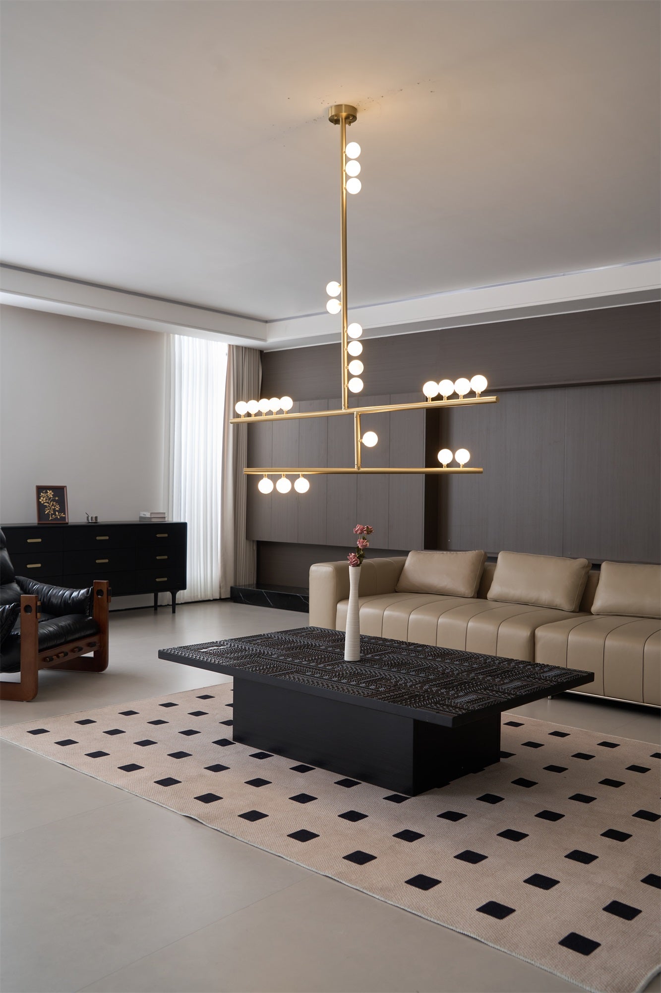 Eurzoris Geometric Brass Linear Pendant Light Chandelier - Lamp Outdoor