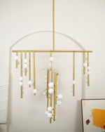 Eurzoris Geometric Brass Linear Pendant Light Chandelier - Lamp Outdoor