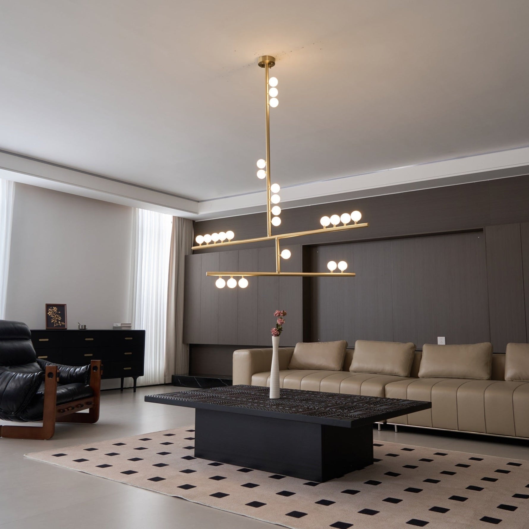 Eurzoris Geometric Brass Linear Pendant Light Chandelier - Lamp Outdoor