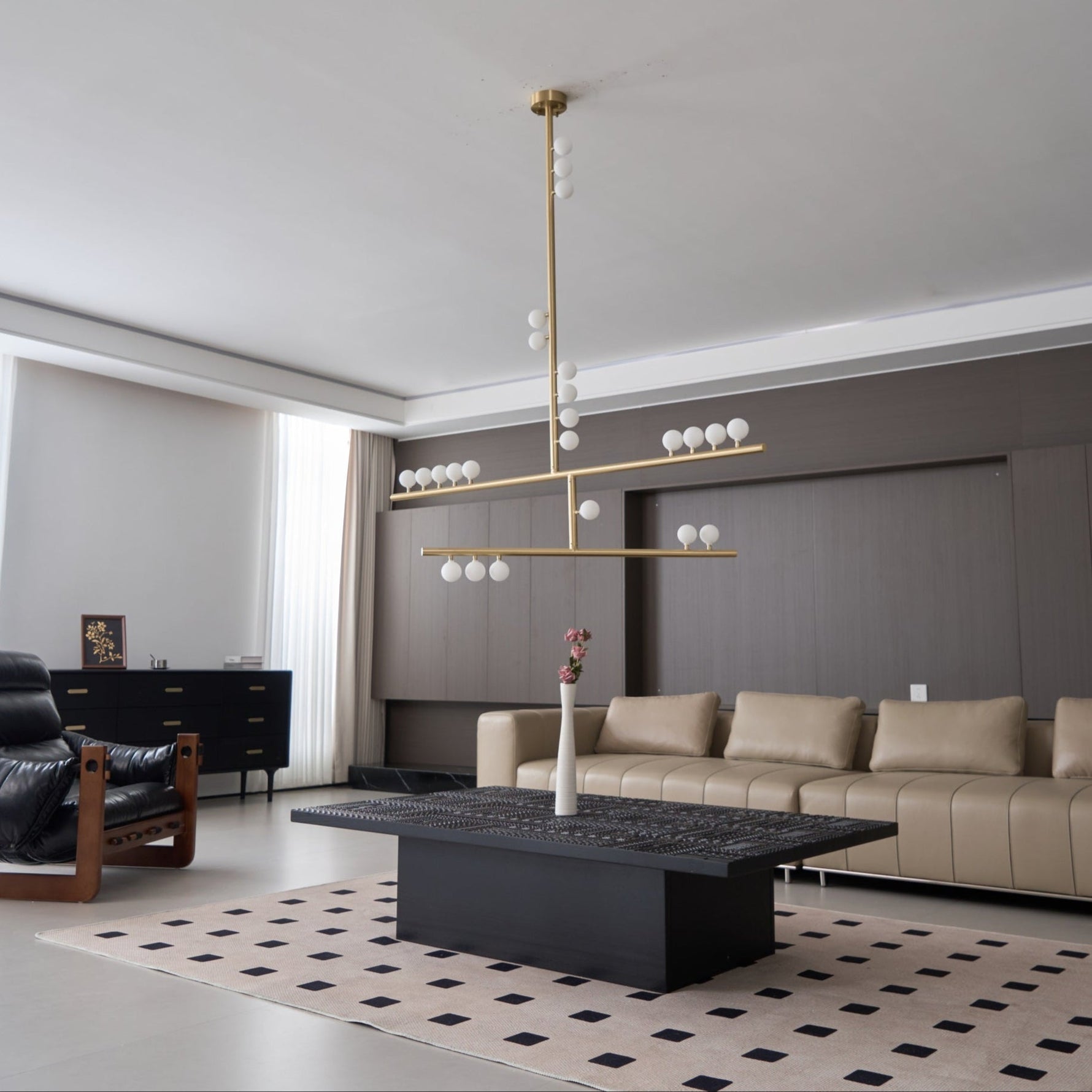 Eurzoris Geometric Brass Linear Pendant Light Chandelier - Lamp Outdoor