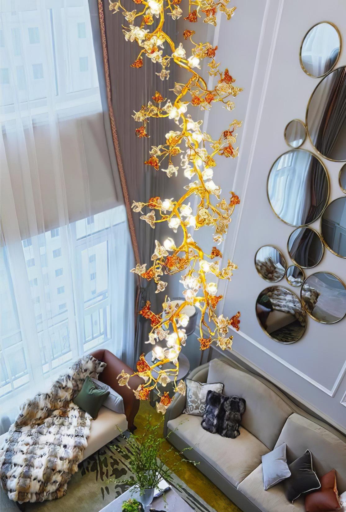 Aare Maple Branch Brass Crystal Chandelier - Lamp Outdoor