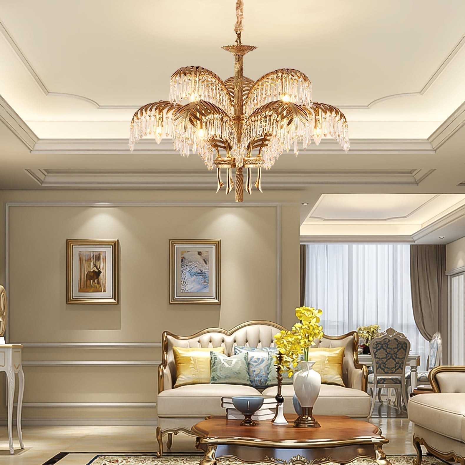 Odoraris Regal Brass Crystal Chandelier - Lamp Outdoor