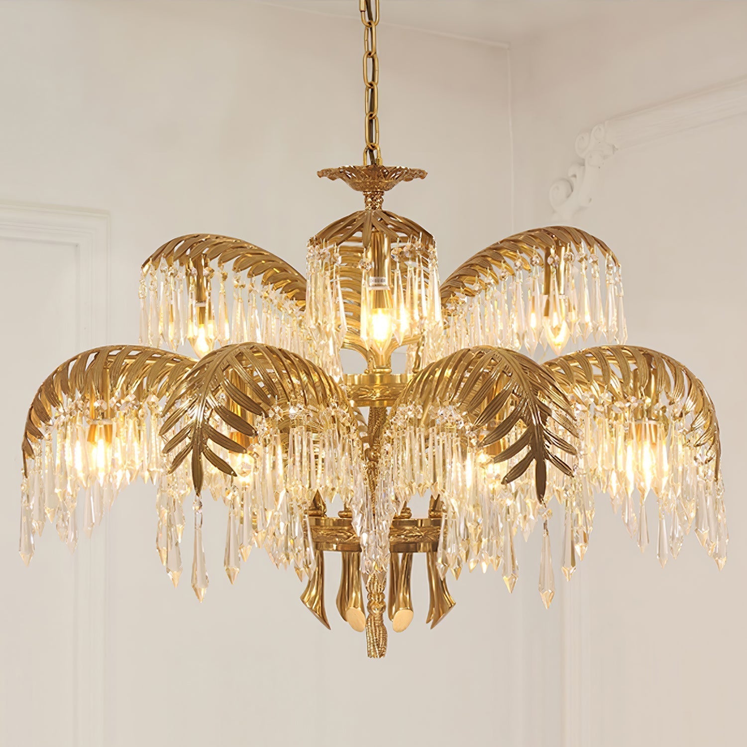 Odoraris Regal Brass Crystal Chandelier - Lamp Outdoor