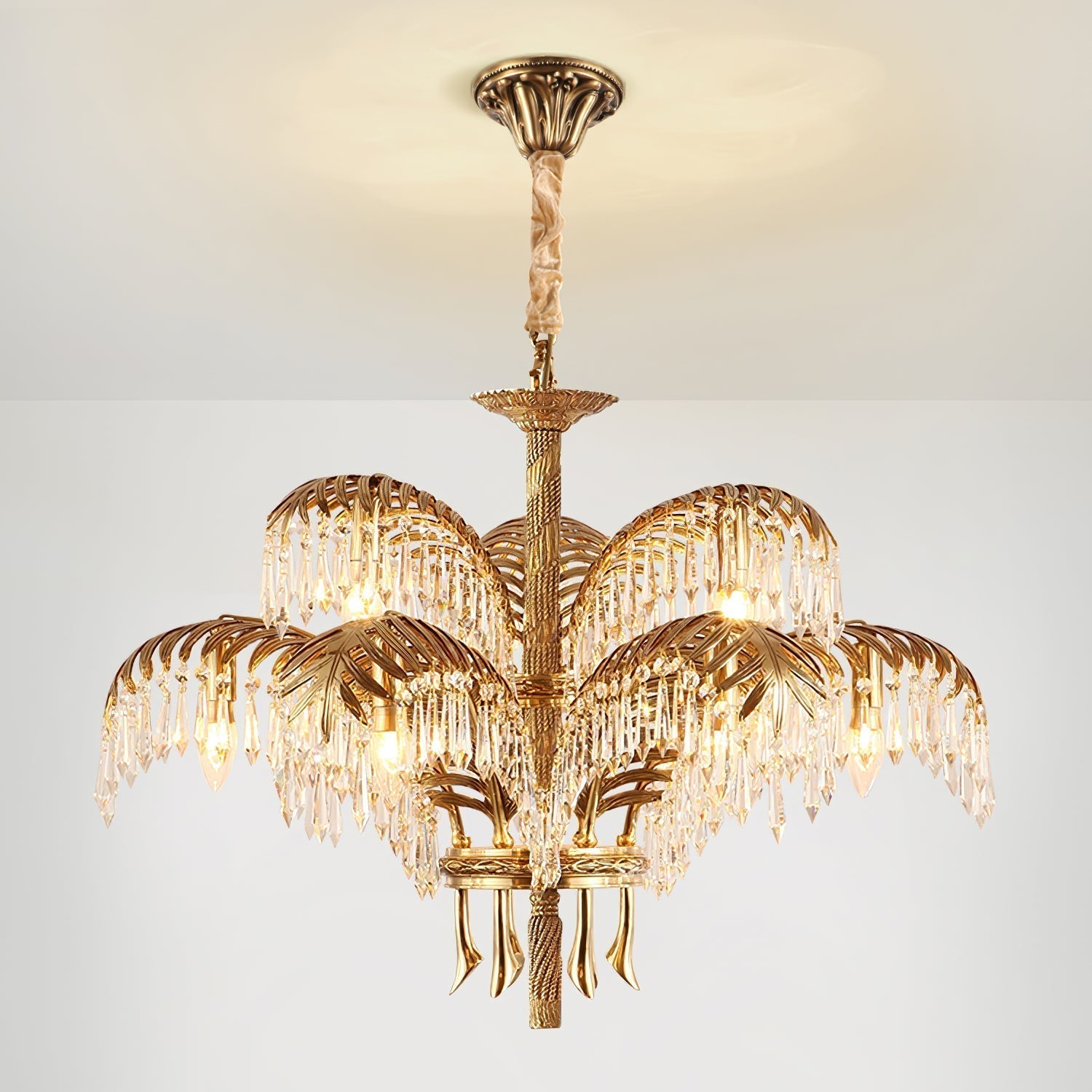 Odoraris Regal Brass Crystal Chandelier - Lamp Outdoor