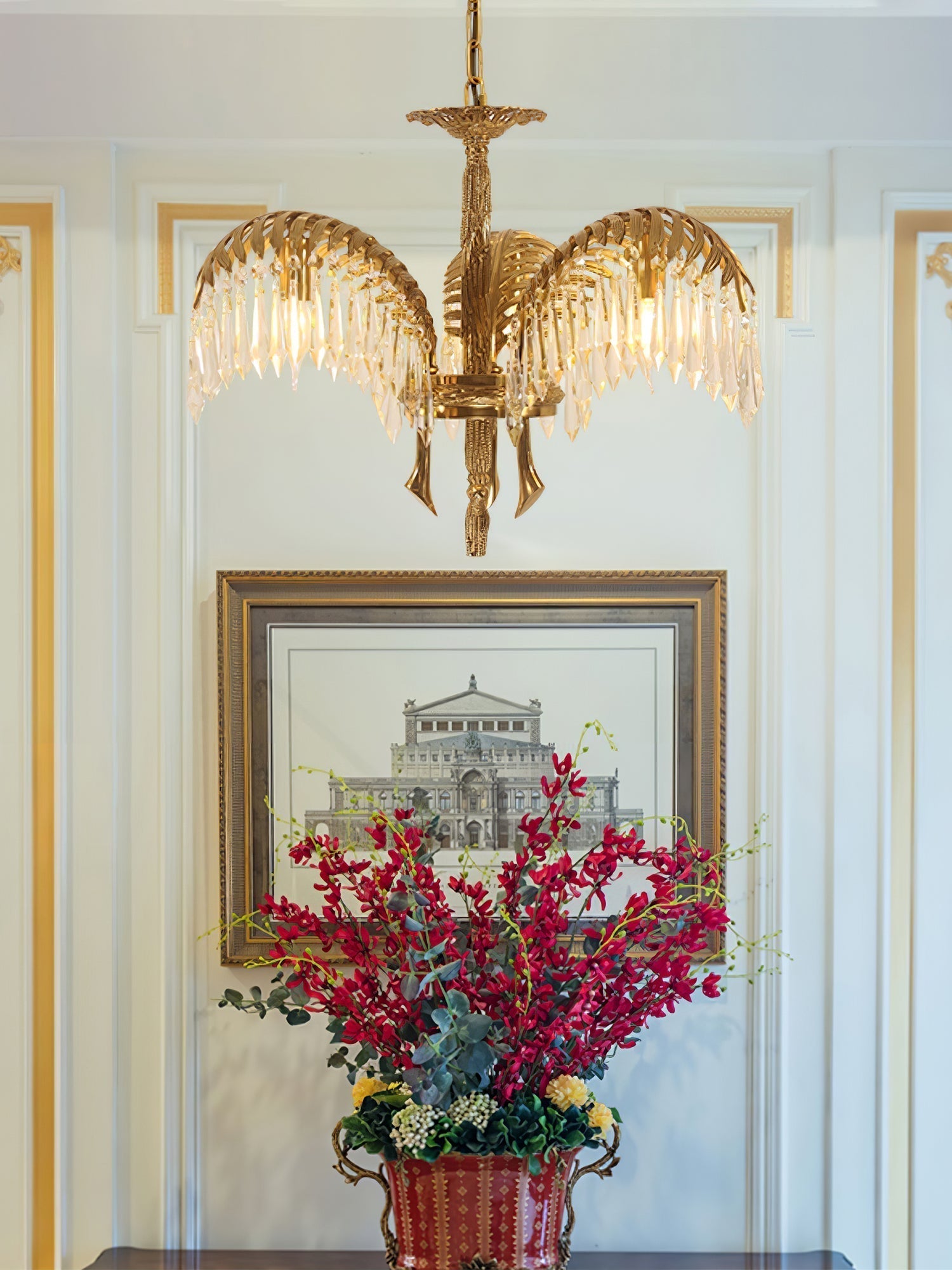 Odoraris Regal Brass Crystal Chandelier - Lamp Outdoor